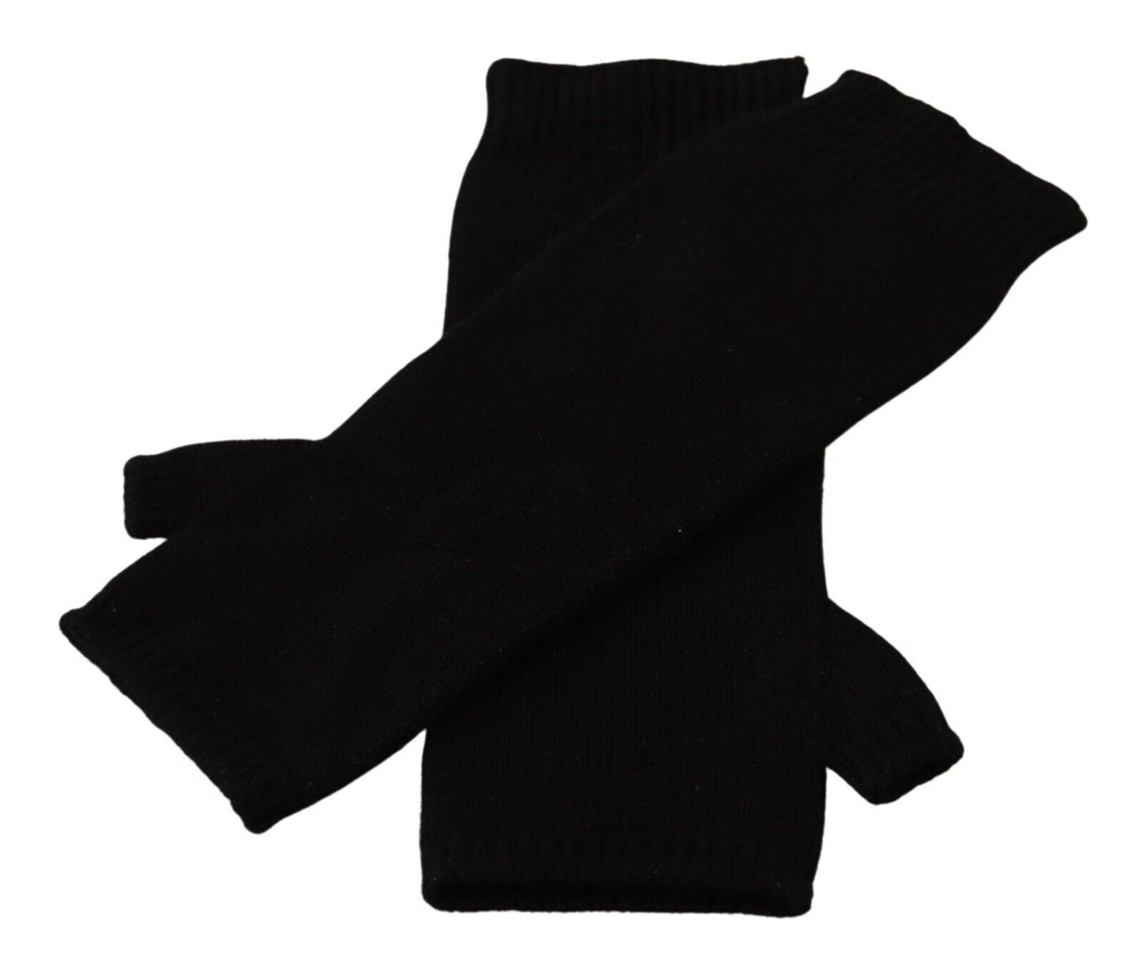 Dolce & Gabbana Black Knitted Fingerless Elbow Length Gloves LUNESCAPE