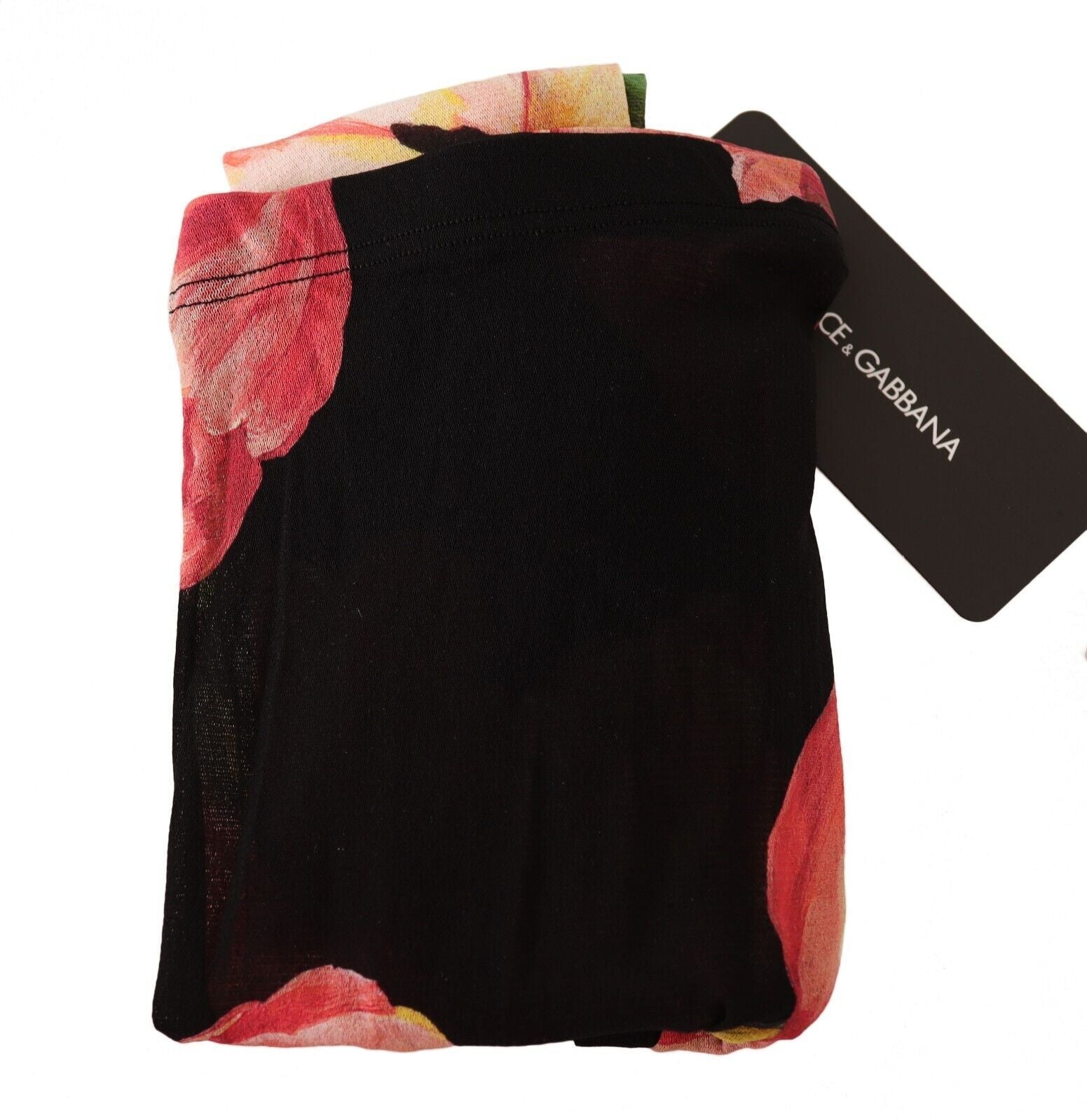 Dolce & Gabbana Black Floral Print Nylon Tights Stockings LUNESCAPE