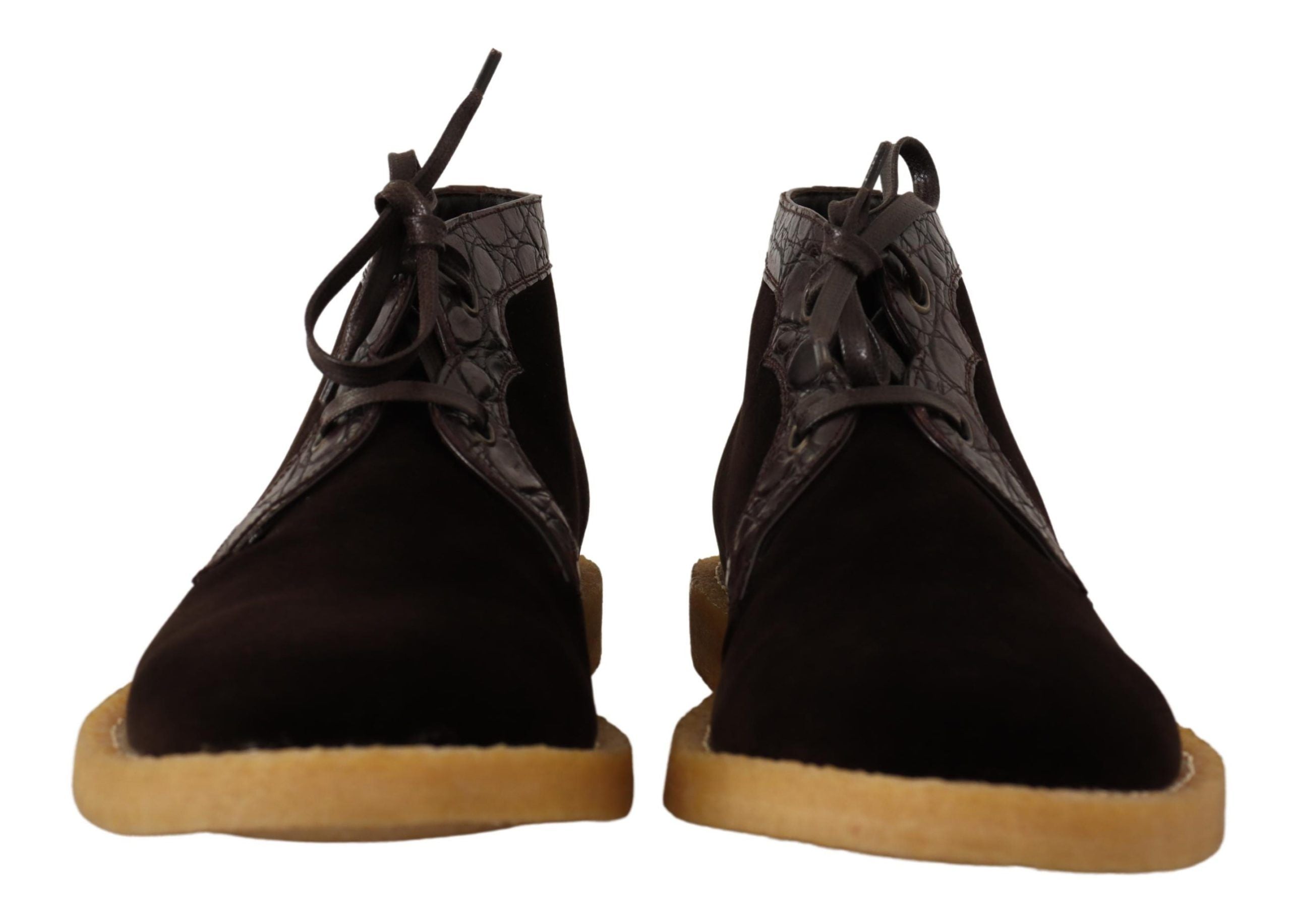 Dolce & Gabbana Brown Velvet Exotic Leather Boots LUNESCAPE