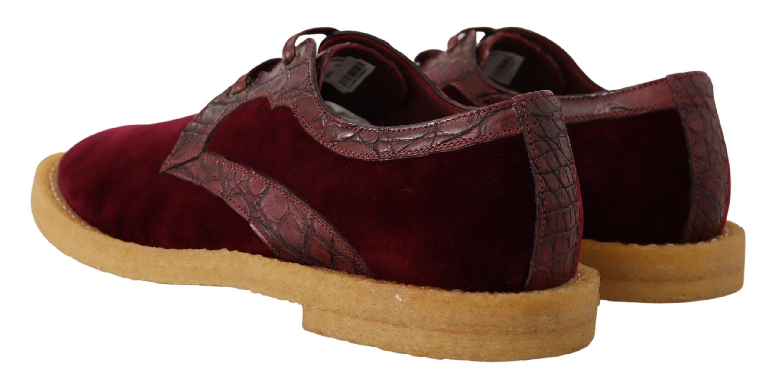 Dolce & Gabbana Bordeaux Velvet Exotic Leather Shoes LUNESCAPE