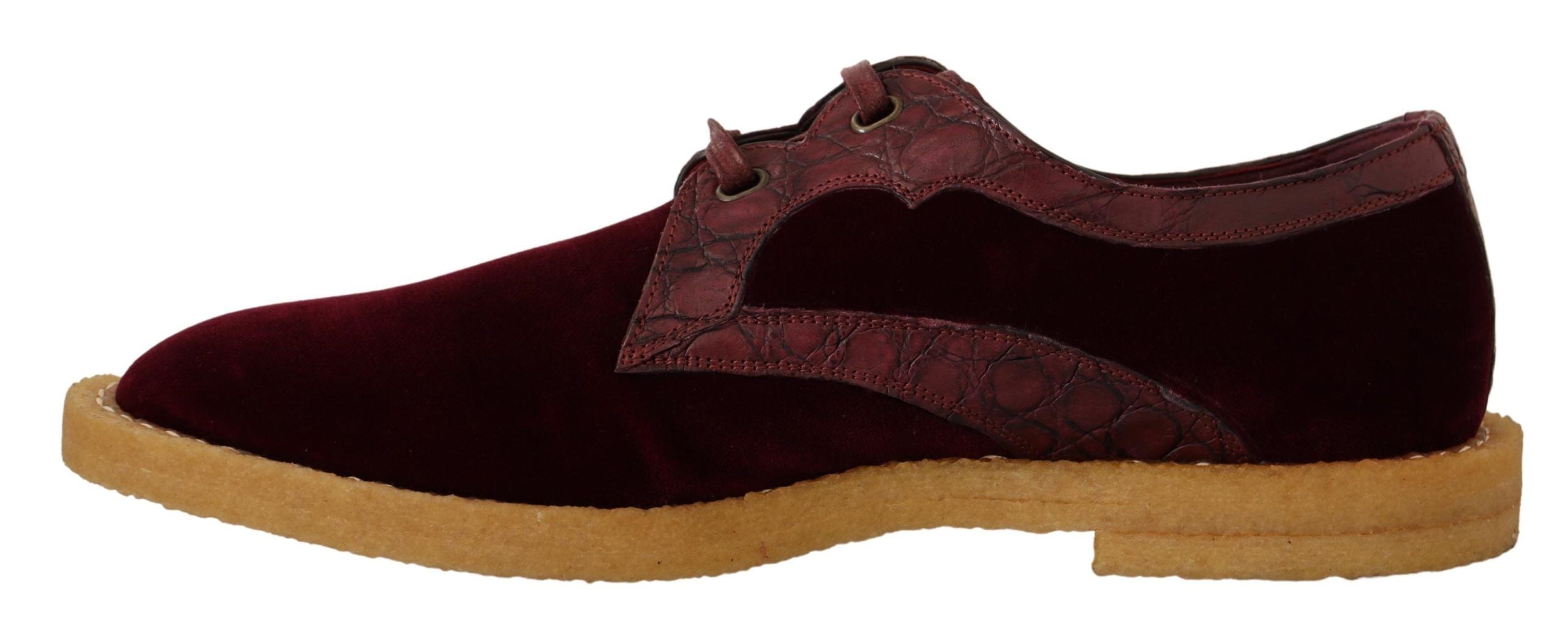 Dolce & Gabbana Bordeaux Velvet Exotic Leather Shoes LUNESCAPE