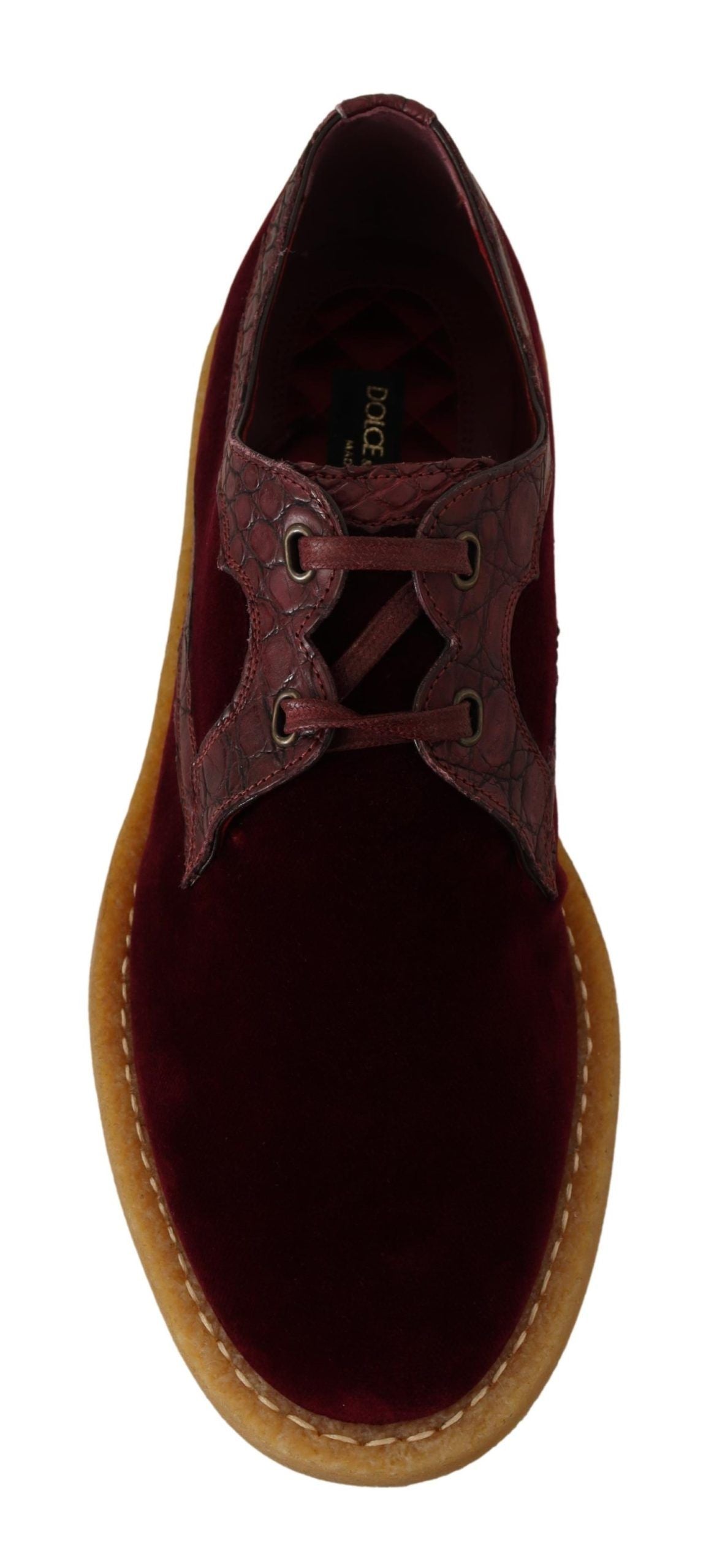 Dolce & Gabbana Bordeaux Velvet Exotic Leather Shoes LUNESCAPE