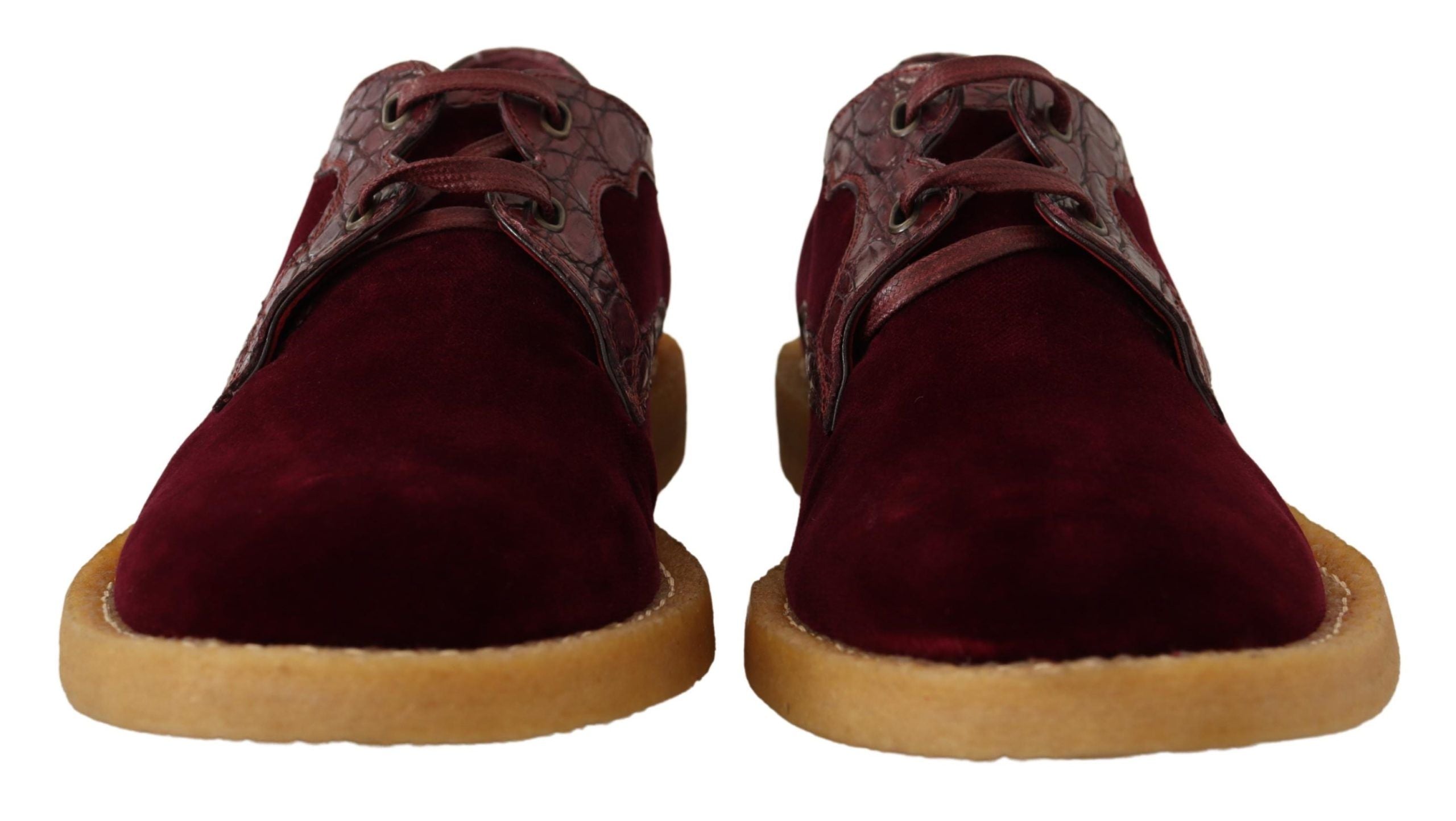 Dolce & Gabbana Bordeaux Velvet Exotic Leather Shoes LUNESCAPE