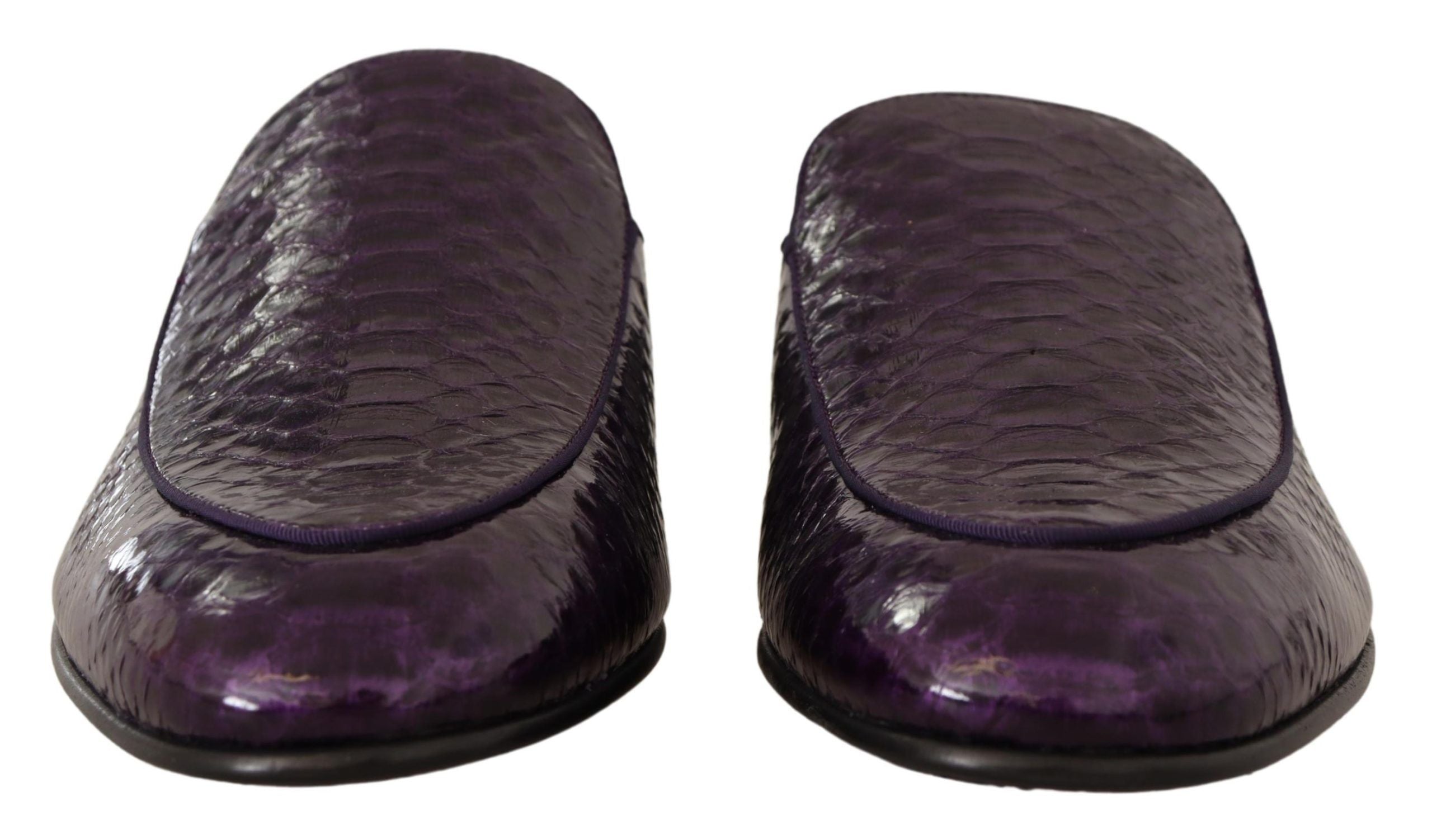 Dolce & Gabbana Purple Exotic Leather Flats Slides Shoes LUNESCAPE