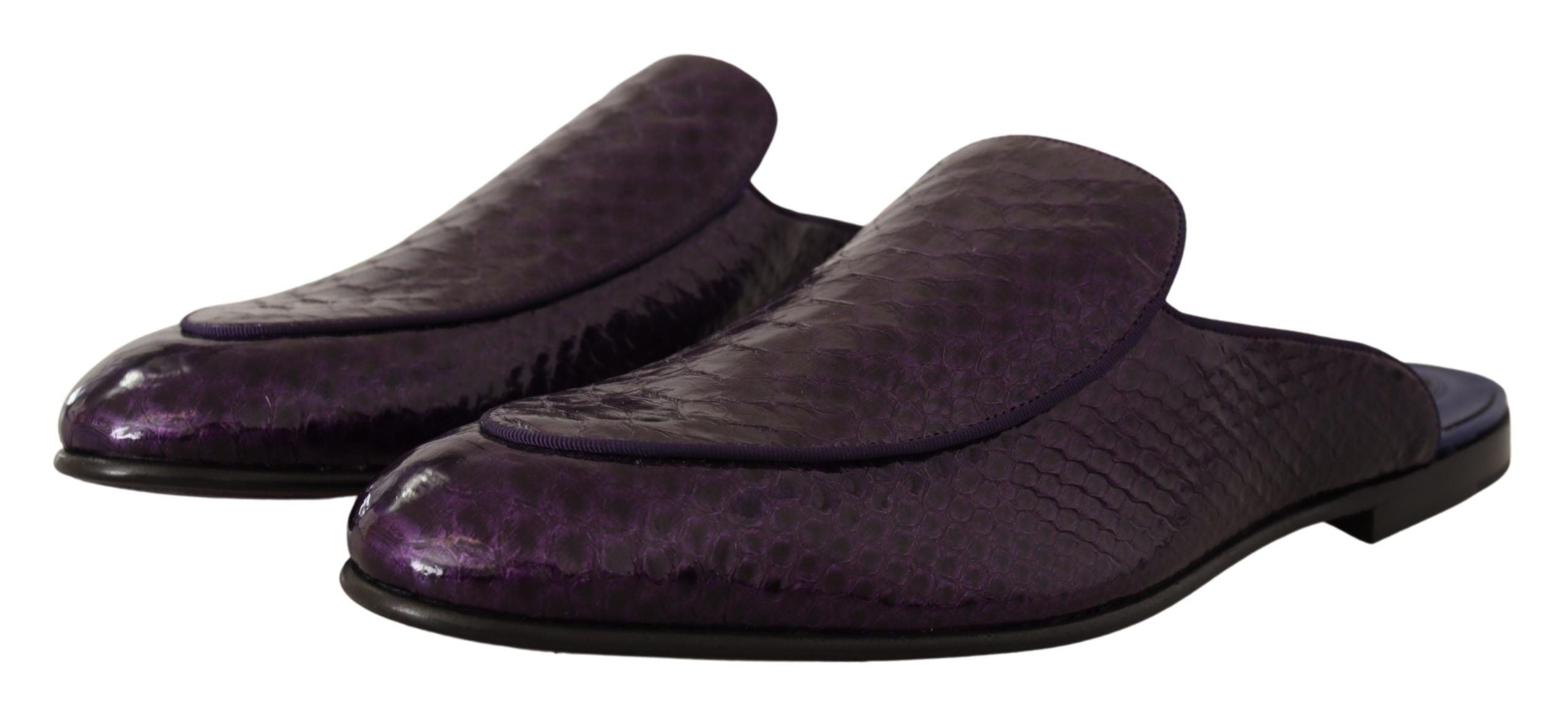 Dolce & Gabbana Purple Exotic Leather Flats Slides Shoes LUNESCAPE