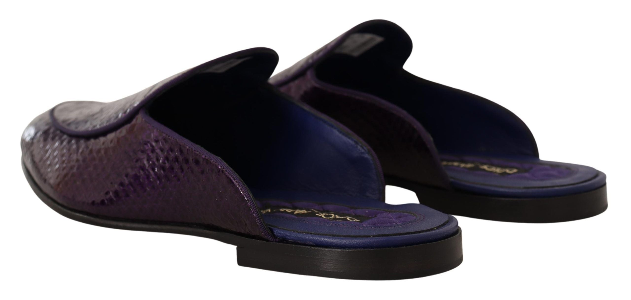 Dolce & Gabbana Purple Exotic Leather Flats Slides Shoes LUNESCAPE