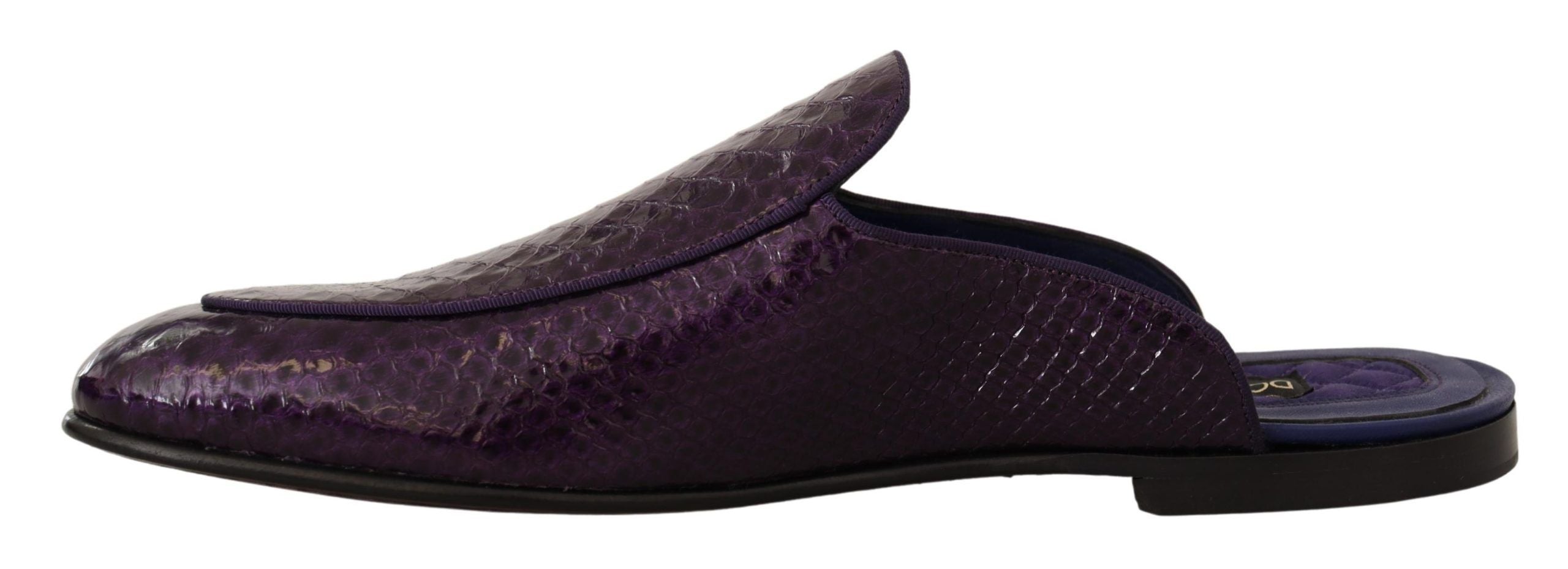 Dolce & Gabbana Purple Exotic Leather Flats Slides Shoes LUNESCAPE
