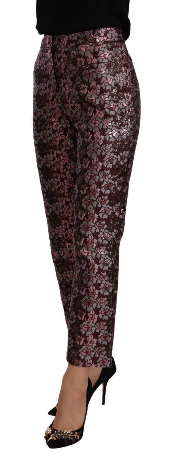 House of Holland Multicolor Floral Jacquard Flared Cropped Pants LUNESCAPE