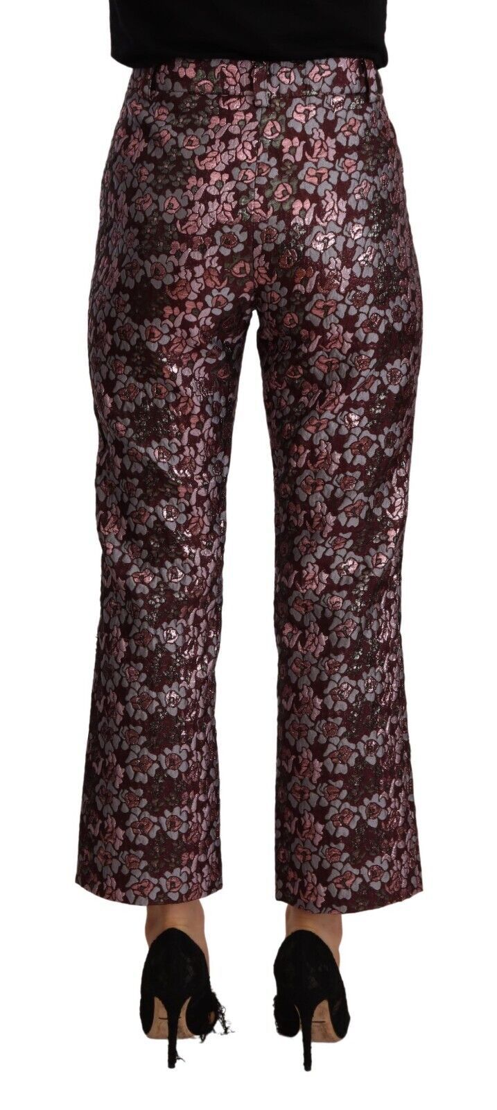 House of Holland Multicolor Floral Jacquard Flared Cropped Pants LUNESCAPE