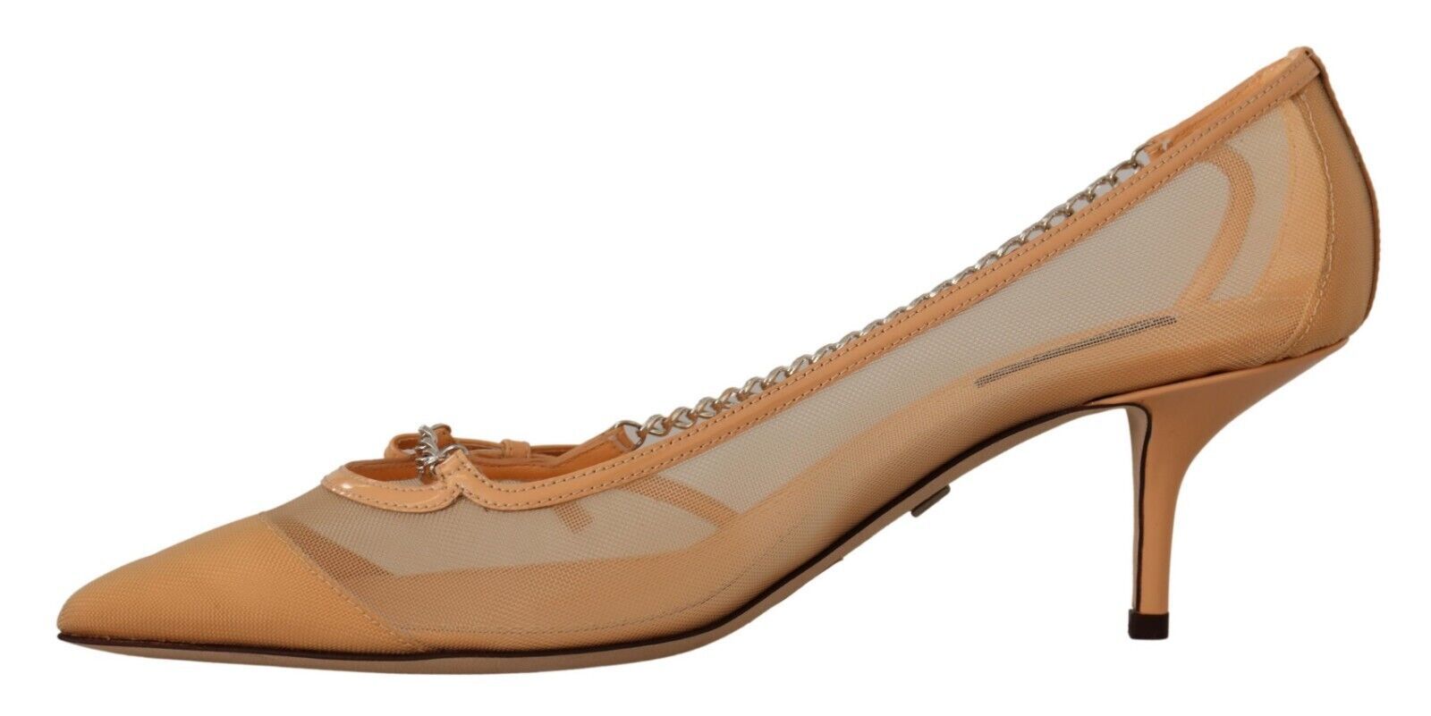 Dolce & Gabbana Peach Mesh Leather Chains Heels Pumps Shoes LUNESCAPE