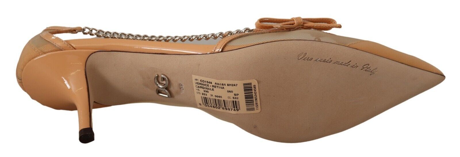 Dolce & Gabbana Peach Mesh Leather Chains Heels Pumps Shoes LUNESCAPE