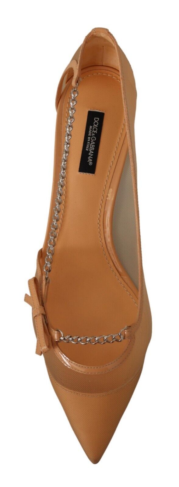 Dolce & Gabbana Peach Mesh Leather Chains Heels Pumps Shoes LUNESCAPE