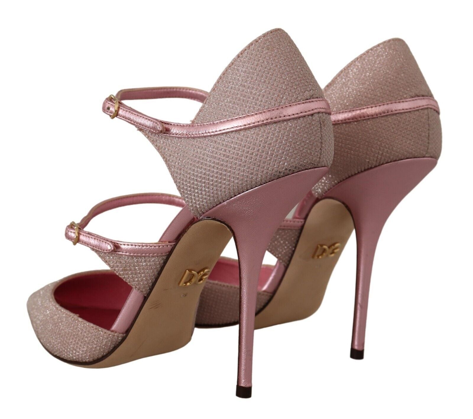 Dolce & Gabbana Pink Glittered Strappy Sandals Mary Jane Shoes LUNESCAPE