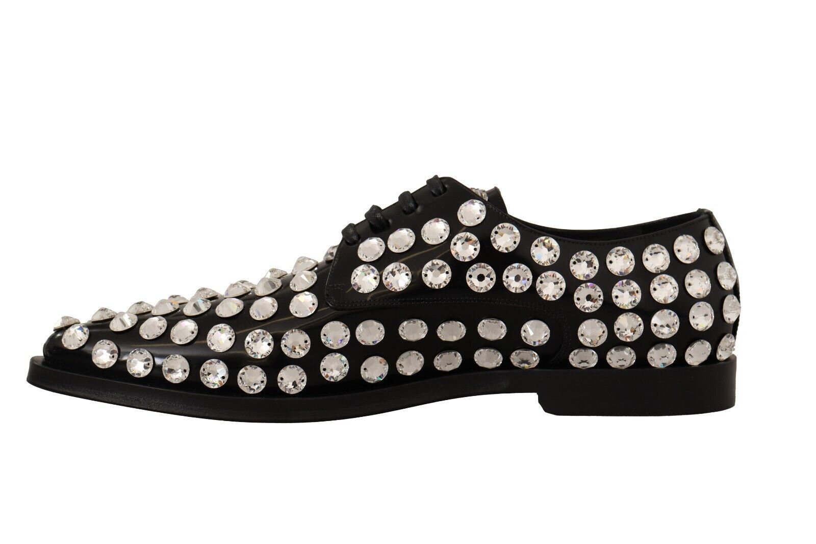 Dolce & Gabbana Black Leather Crystals Lace Up Formal Shoes LUNESCAPE