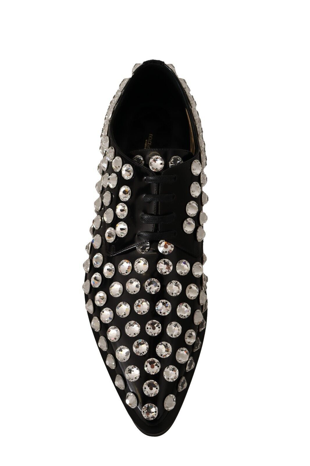 Dolce & Gabbana Black Leather Crystals Lace Up Formal Shoes LUNESCAPE