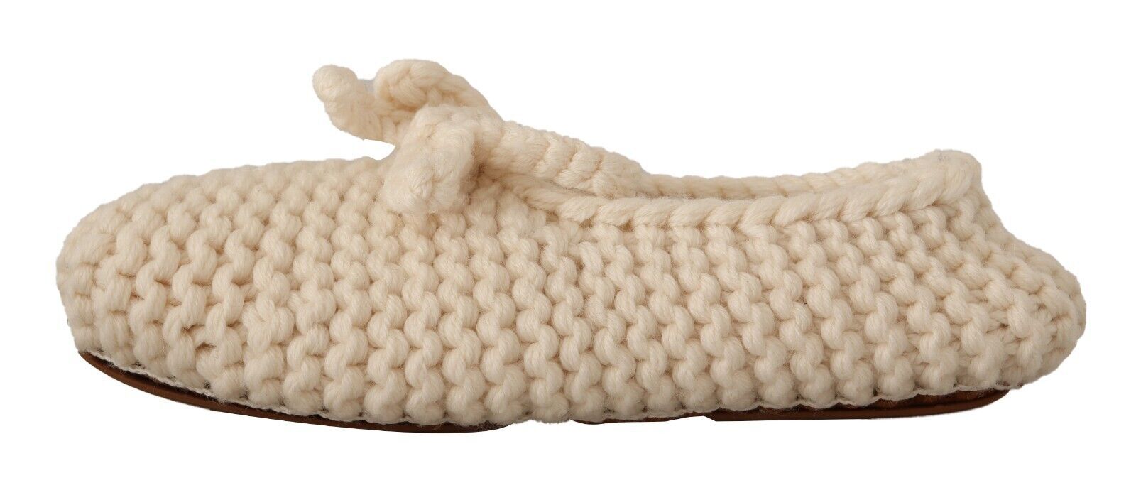 Dolce & Gabbana White Slip On Ballerina Flats Wool Knit Shoes LUNESCAPE