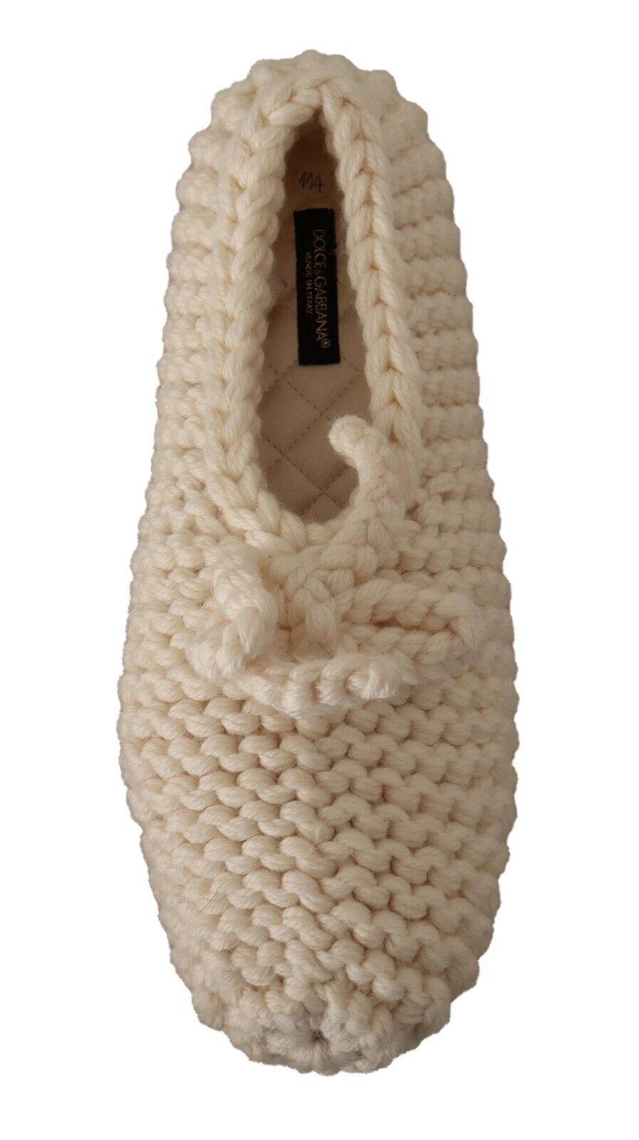 Dolce & Gabbana White Slip On Ballerina Flats Wool Knit Shoes LUNESCAPE