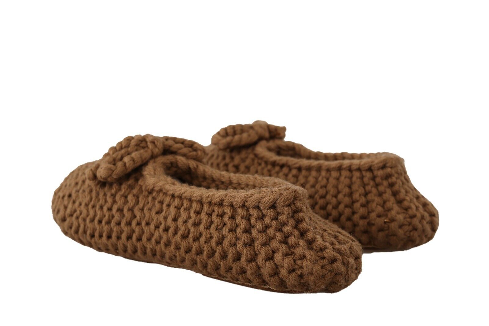 Dolce & Gabbana Brown Slip On Ballerina Flats Wool Knit Shoes LUNESCAPE