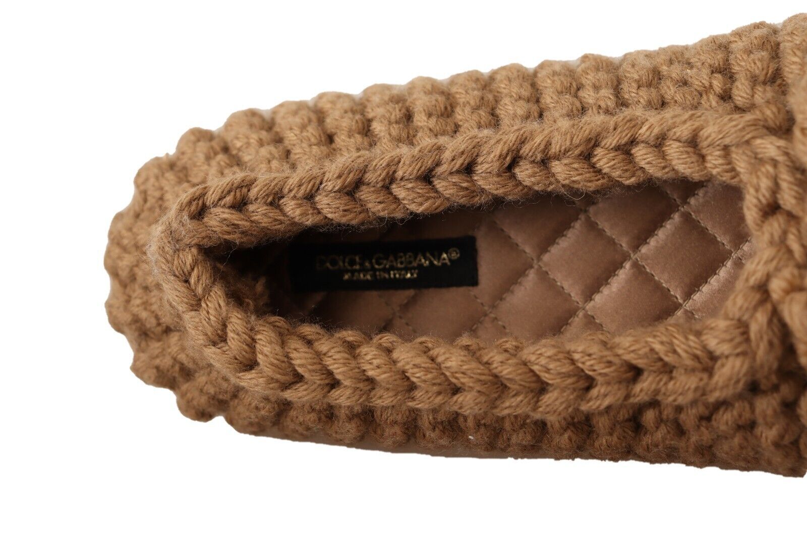 Dolce & Gabbana Brown Slip On Ballerina Flats Wool Knit Shoes LUNESCAPE