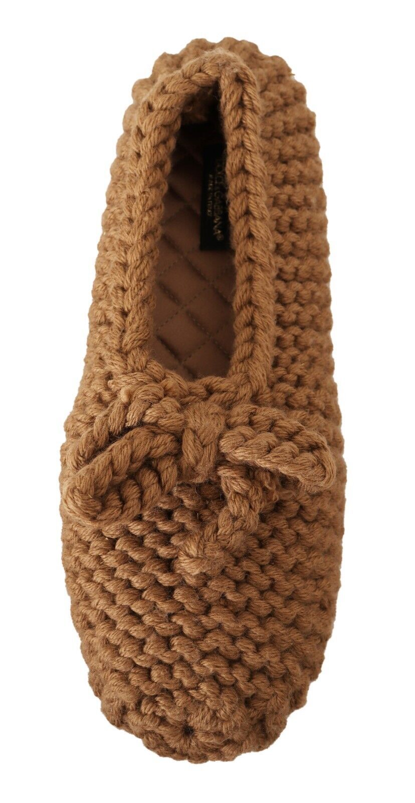 Dolce & Gabbana Brown Slip On Ballerina Flats Wool Knit Shoes LUNESCAPE