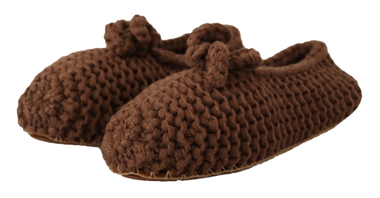 Dolce & Gabbana Brown Slip On Ballerina Flats Wool Knit Shoes LUNESCAPE