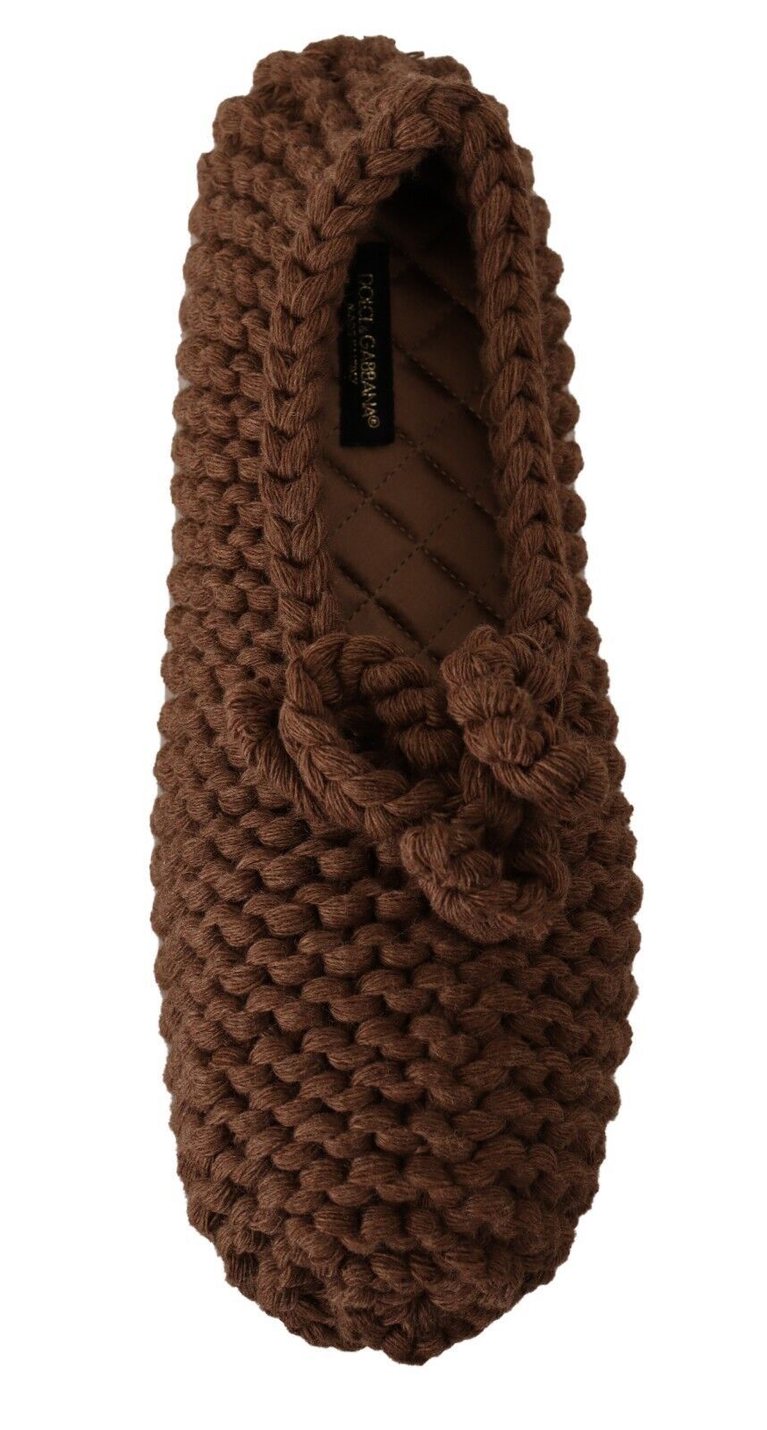 Dolce & Gabbana Brown Slip On Ballerina Flats Wool Knit Shoes LUNESCAPE