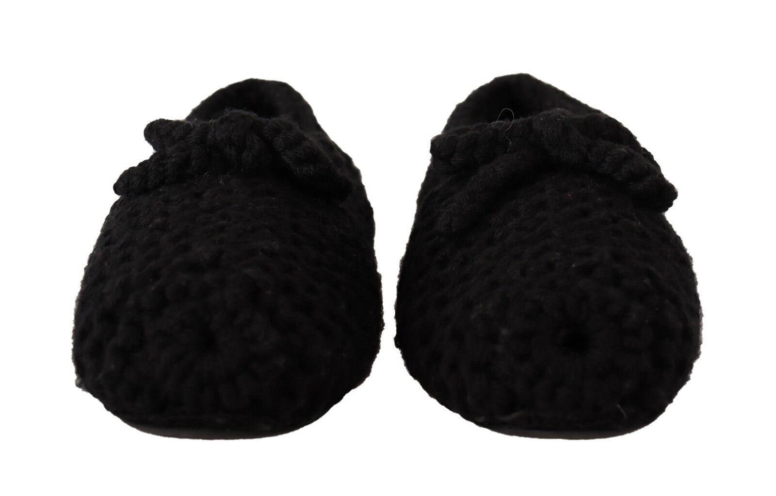 Dolce & Gabbana Black Slip On Ballerina Flats Wool Knit Shoes LUNESCAPE