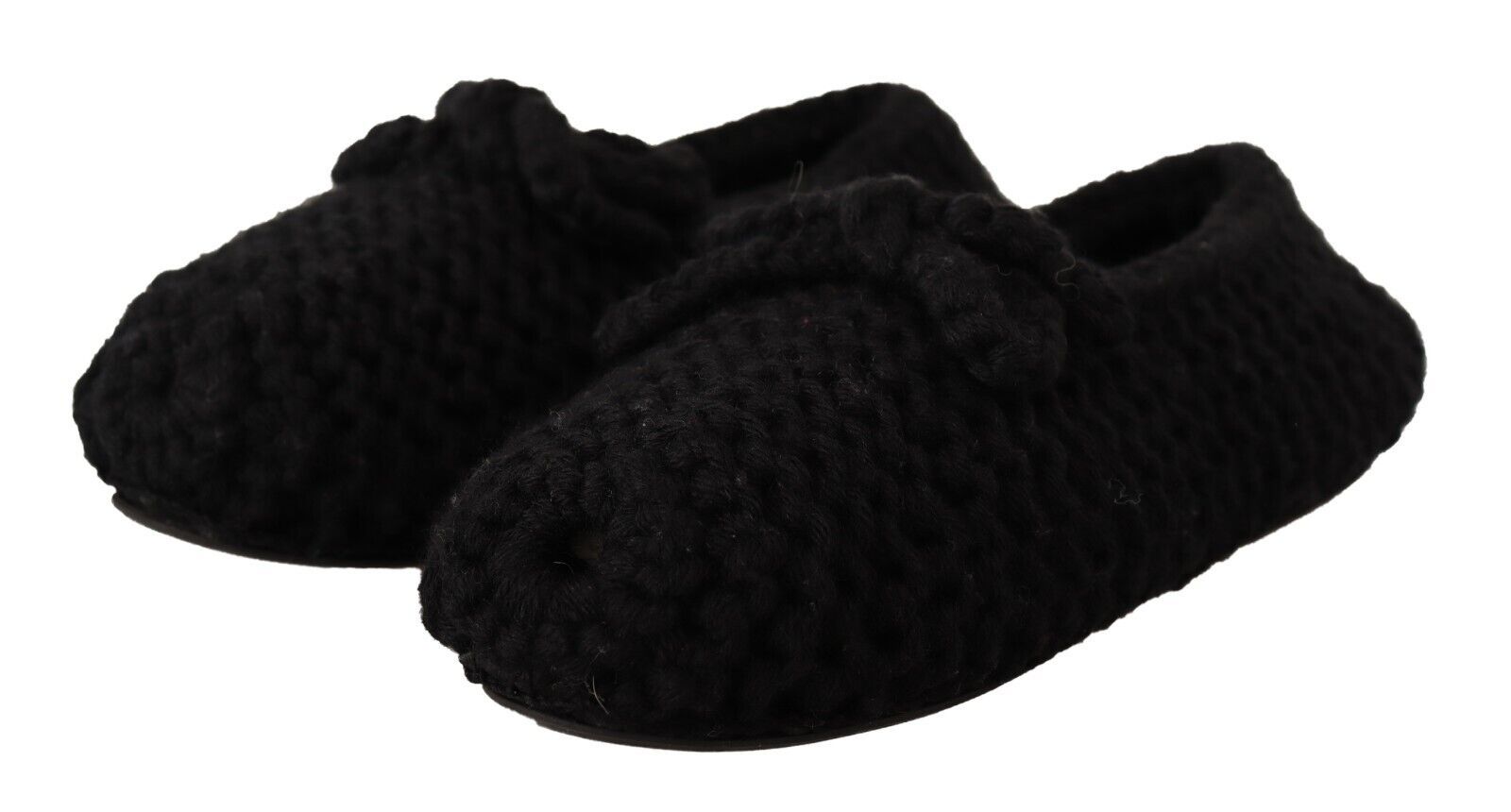 Dolce & Gabbana Black Slip On Ballerina Flats Wool Knit Shoes LUNESCAPE