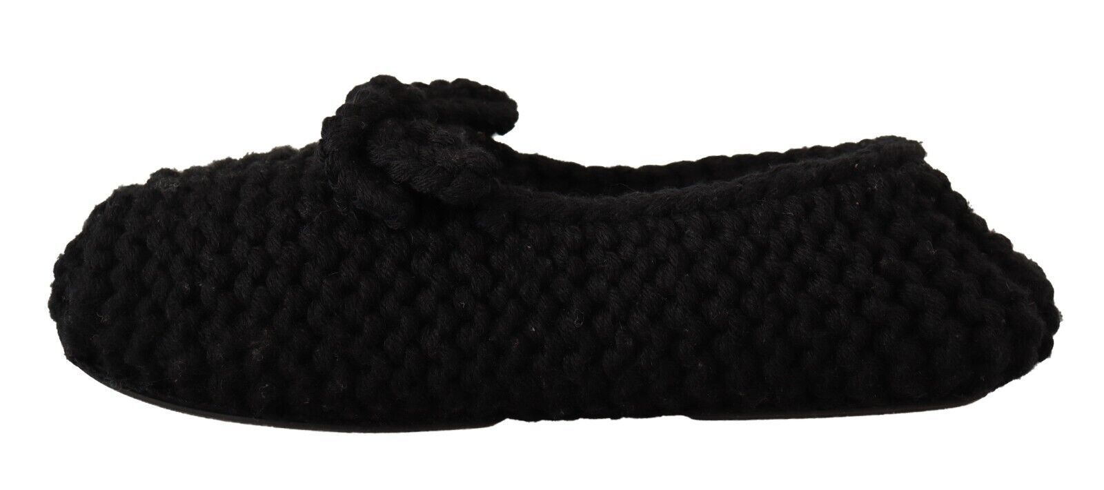 Dolce & Gabbana Black Slip On Ballerina Flats Wool Knit Shoes LUNESCAPE