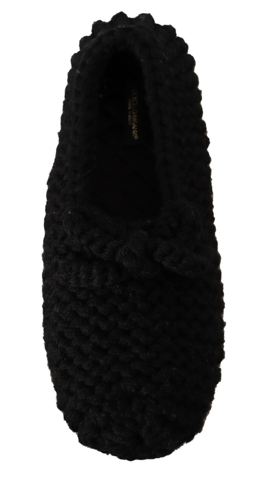Dolce & Gabbana Black Slip On Ballerina Flats Wool Knit Shoes LUNESCAPE