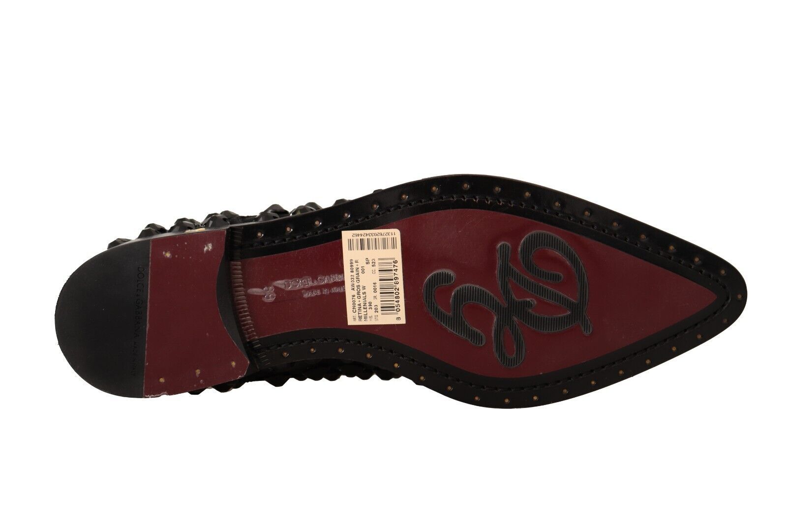 Dolce & Gabbana Black Lace Up Studded Formal Flats Shoes LUNESCAPE
