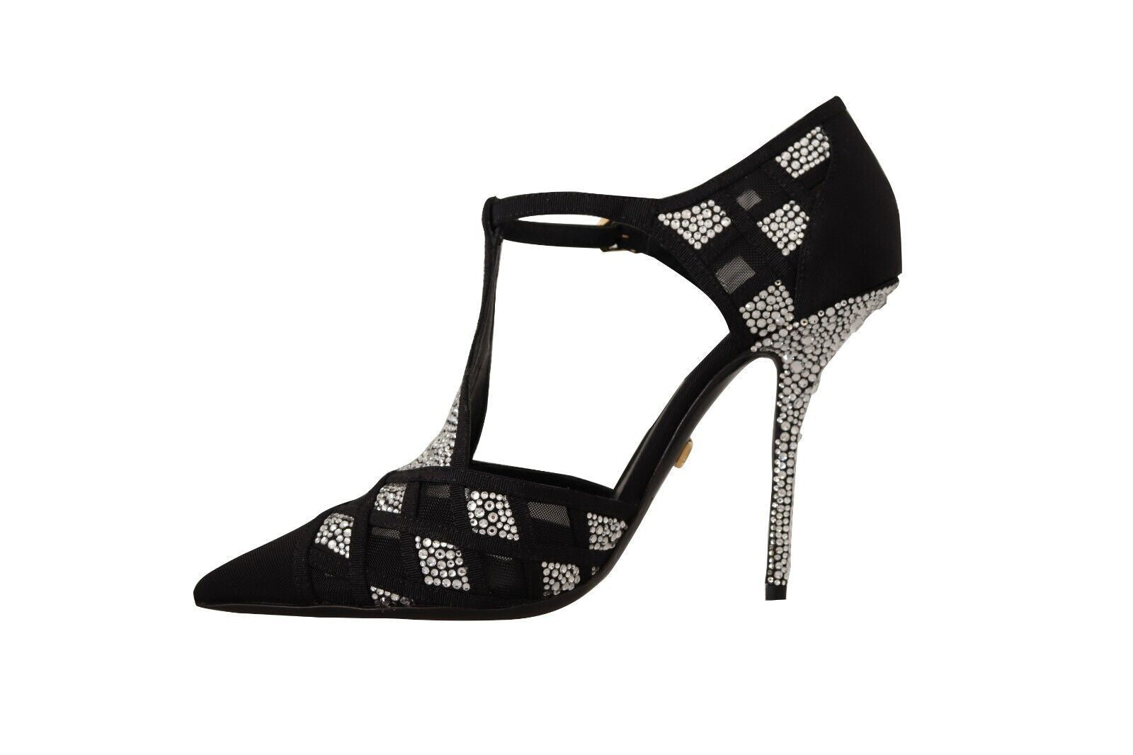 Dolce & Gabbana Black Crystals T-strap Heels Pumps Shoes LUNESCAPE