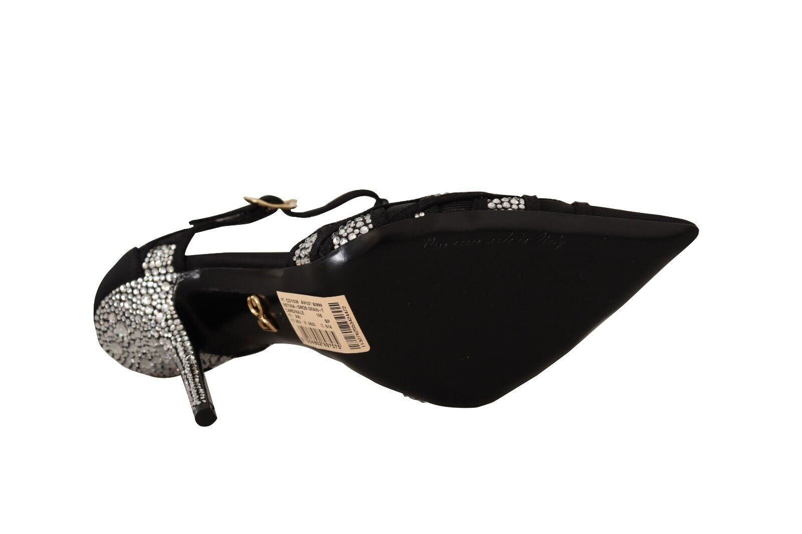 Dolce & Gabbana Black Crystals T-strap Heels Pumps Shoes LUNESCAPE