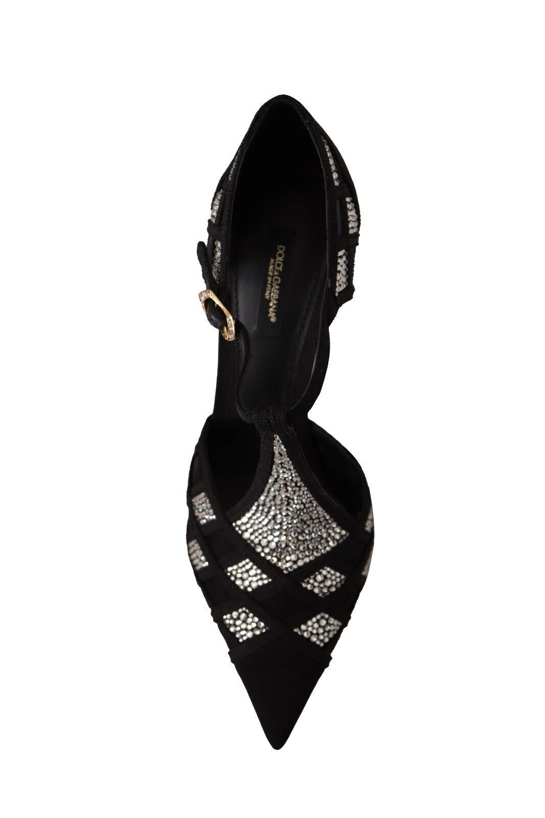 Dolce & Gabbana Black Crystals T-strap Heels Pumps Shoes LUNESCAPE