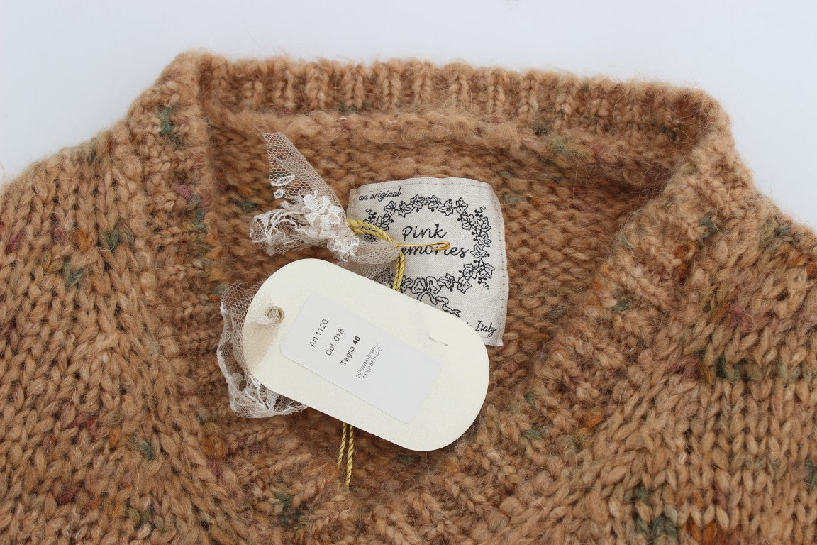 PINK MEMORIES Brown Wool Blend Knitted Oversize Sweater