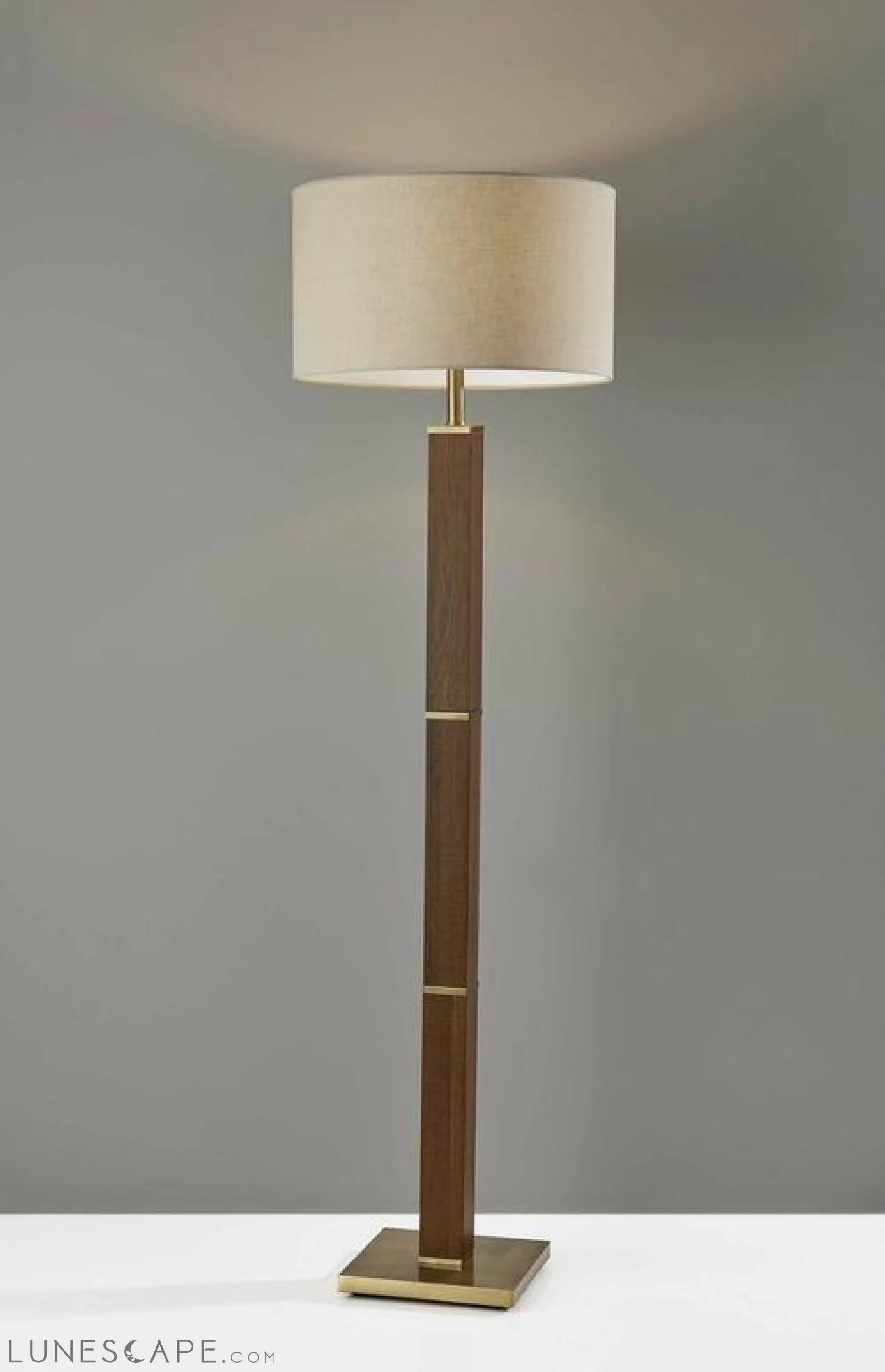 18" X 18" X 61.5" Black Wood Floor Lamp LUNESCAPE
