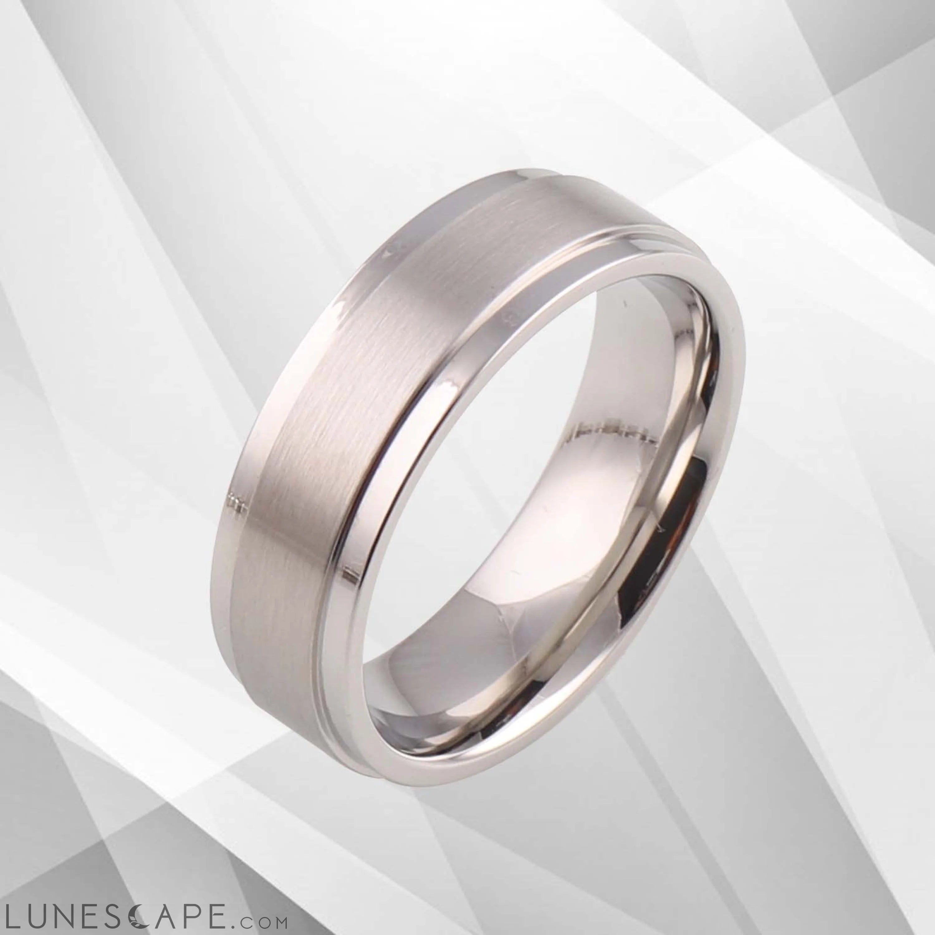 18Ct White Gold Over Men’s Flat Shape Engagement Wedding Cobalt Band LUNESCAPE
