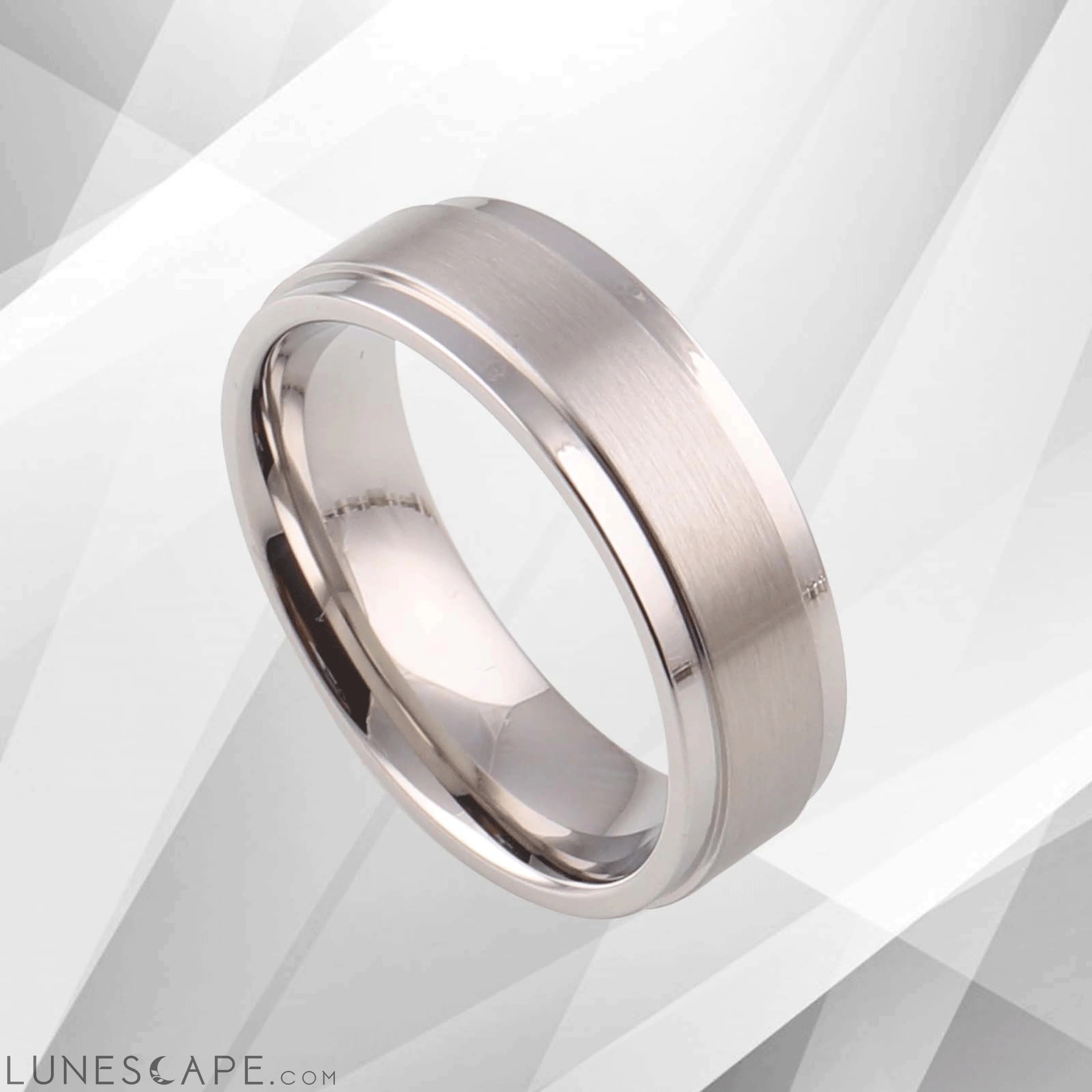 18Ct White Gold Over Men’s Flat Shape Engagement Wedding Cobalt Band LUNESCAPE