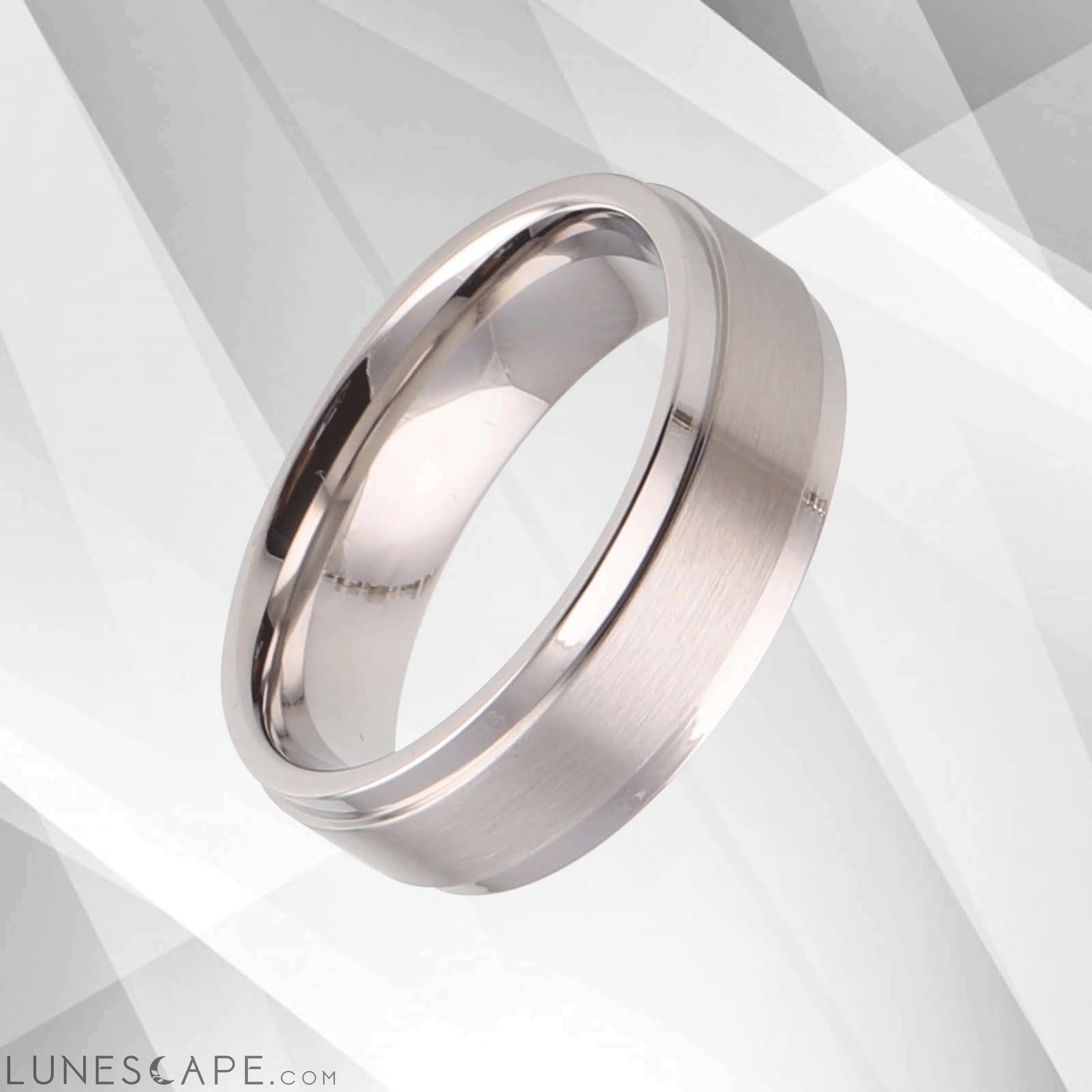 18Ct White Gold Over Men’s Flat Shape Engagement Wedding Cobalt Band LUNESCAPE