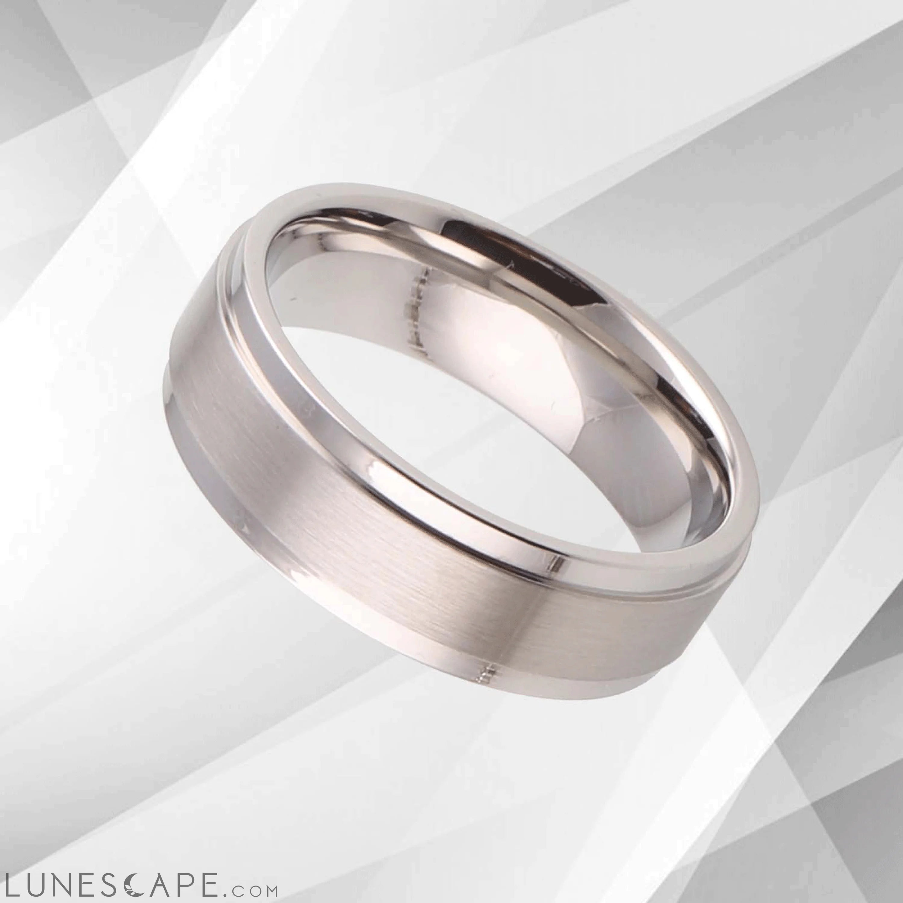 18Ct White Gold Over Men’s Flat Shape Engagement Wedding Cobalt Band LUNESCAPE