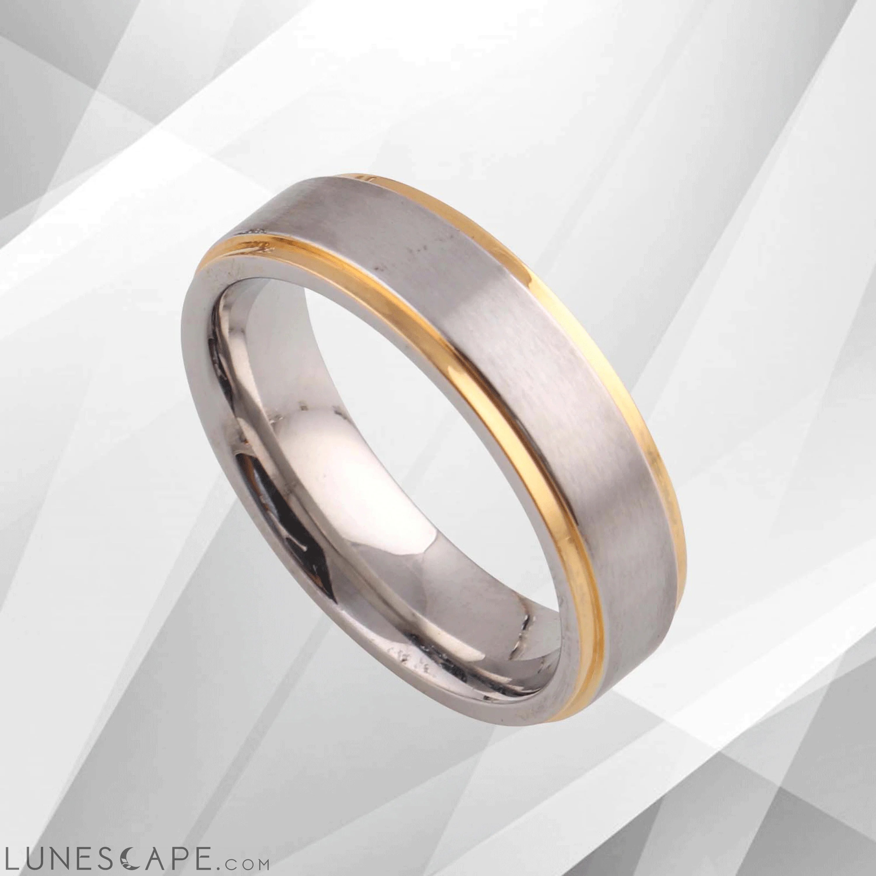 18Ct Yellow And White Gold Plating Tungsten Carbide Wedding Engagement LUNESCAPE
