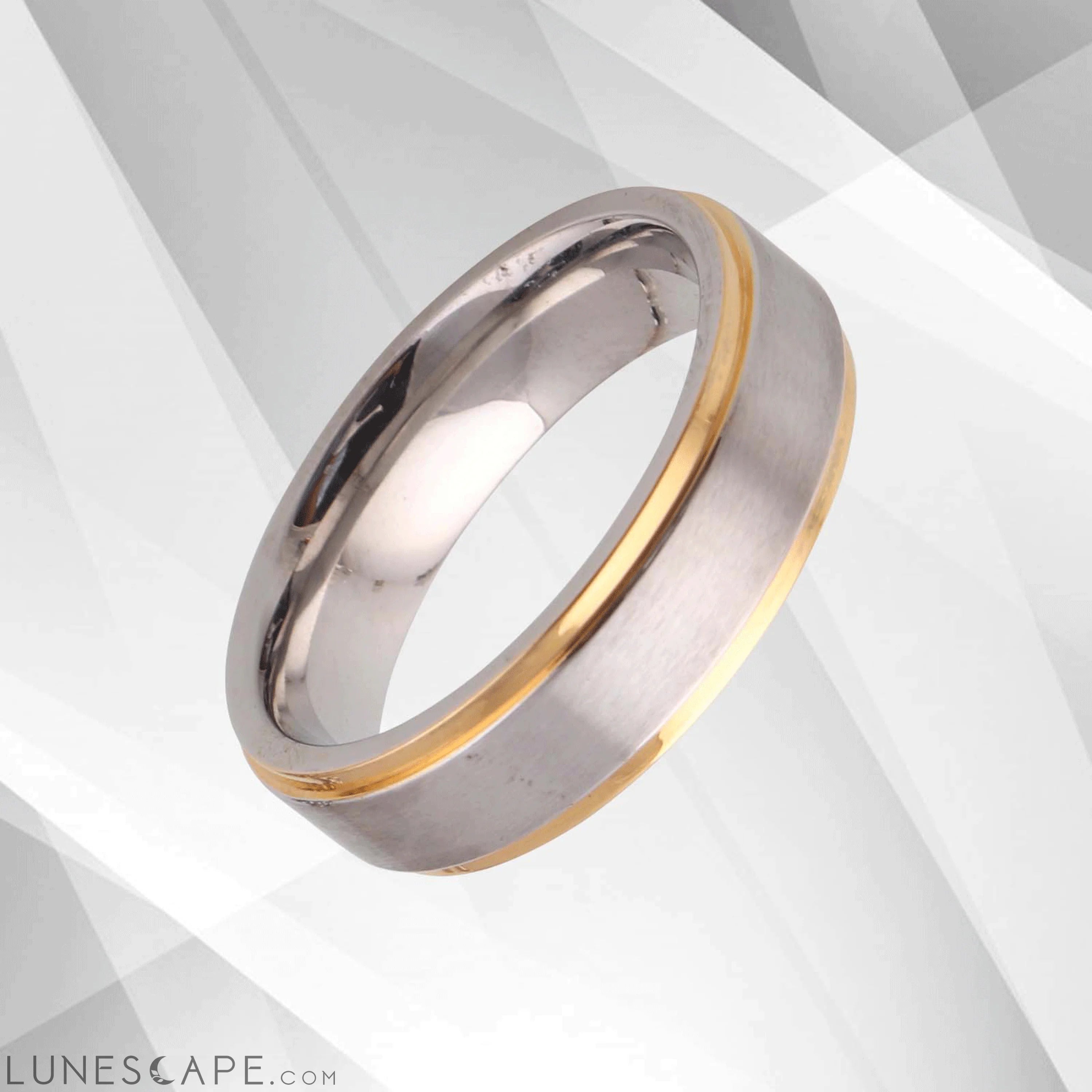 18Ct Yellow And White Gold Plating Tungsten Carbide Wedding Engagement LUNESCAPE