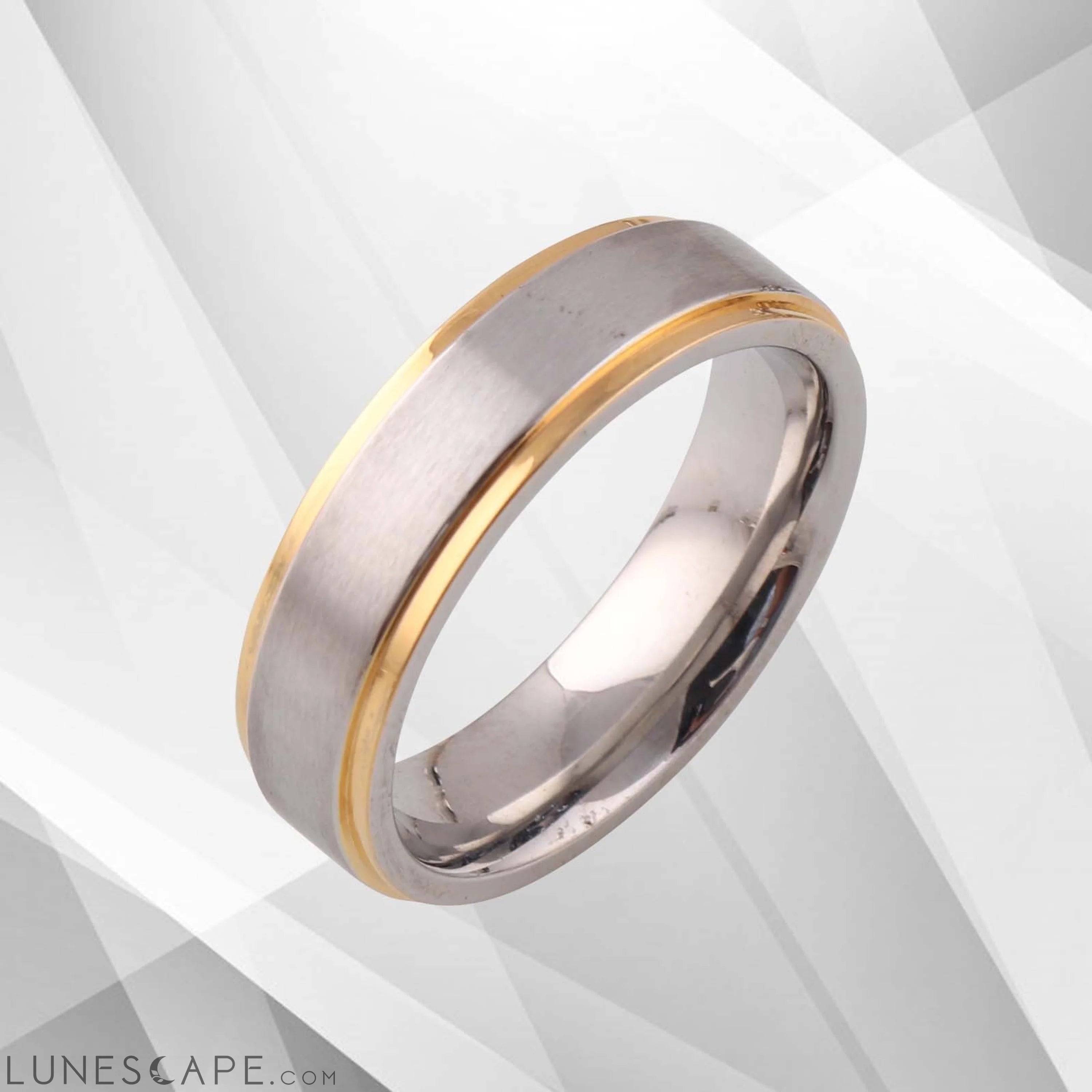 18Ct Yellow And White Gold Plating Tungsten Carbide Wedding Engagement LUNESCAPE