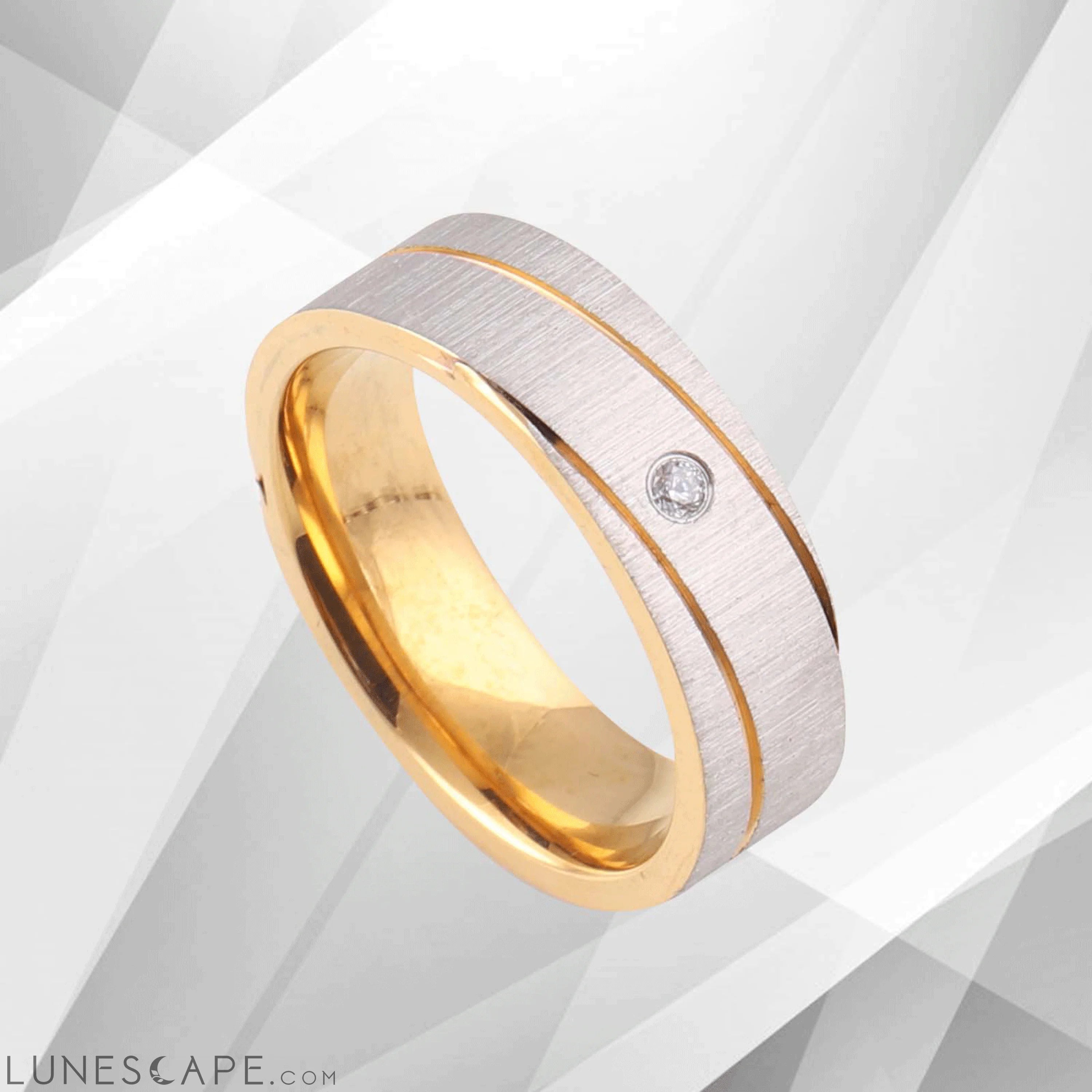 18Ct Yellow White Gold Over Titanium 0.35Ct C Z Diamond Wedding LUNESCAPE