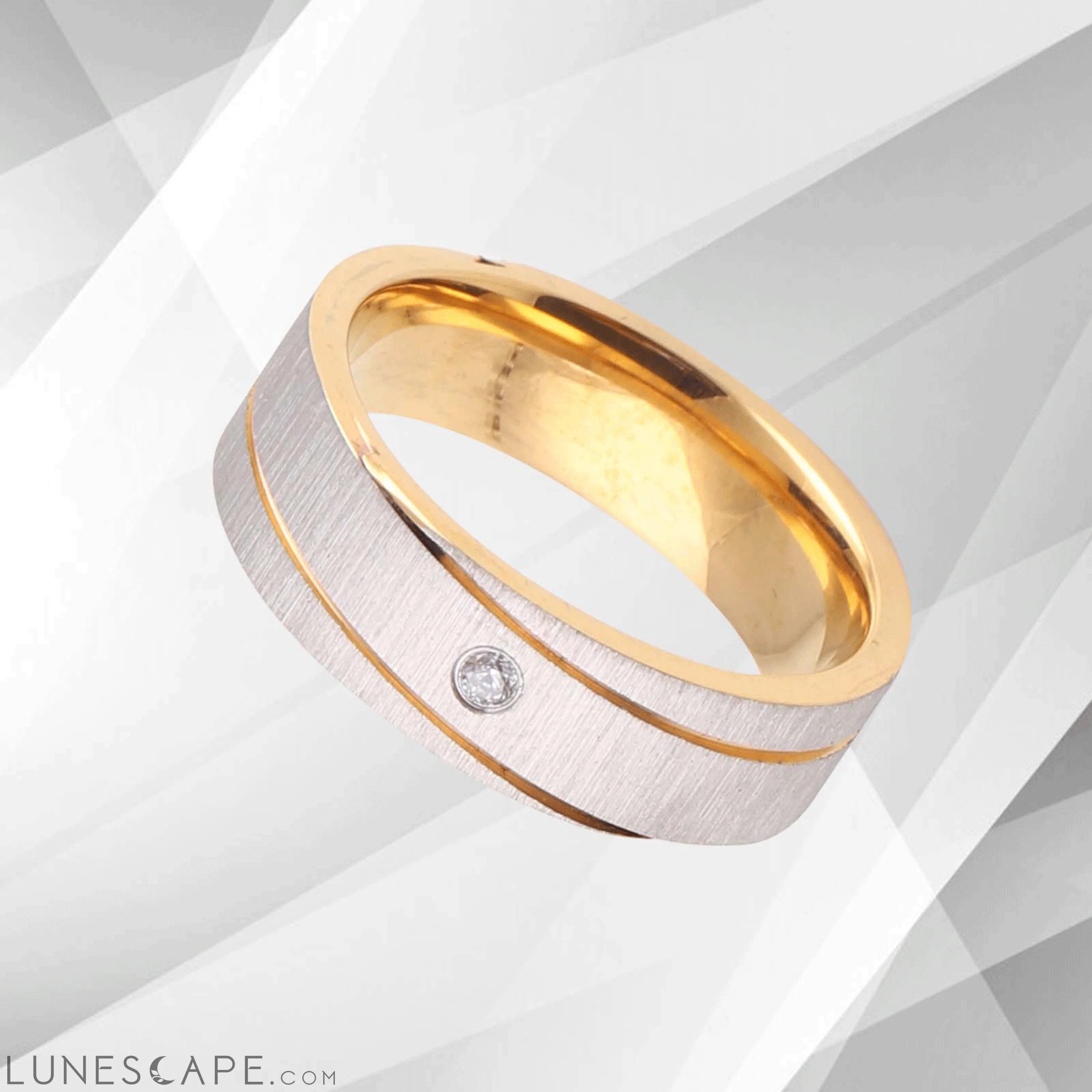 18Ct Yellow White Gold Over Titanium 0.35Ct C Z Diamond Wedding LUNESCAPE