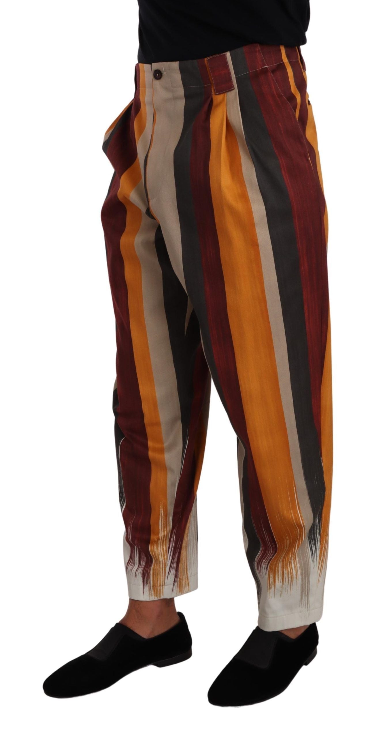 Dolce & Gabbana Multicolor Striped Cotton Tapered Trouser Pants LUNESCAPE