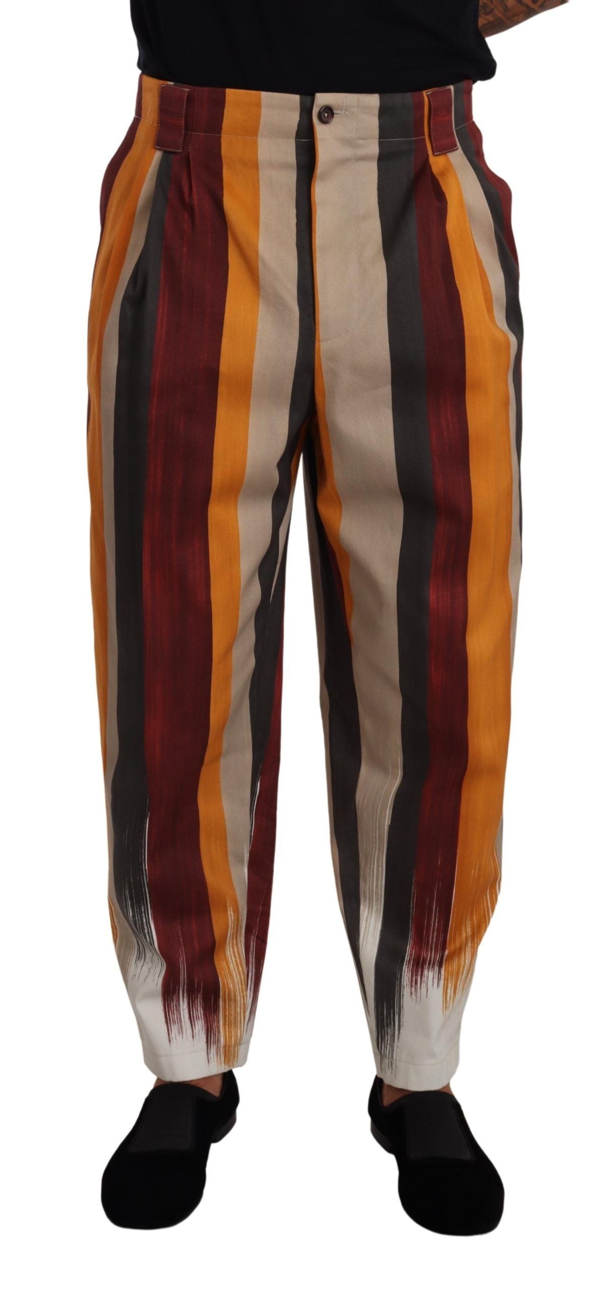 Dolce & Gabbana Multicolor Striped Cotton Tapered Trouser Pants LUNESCAPE