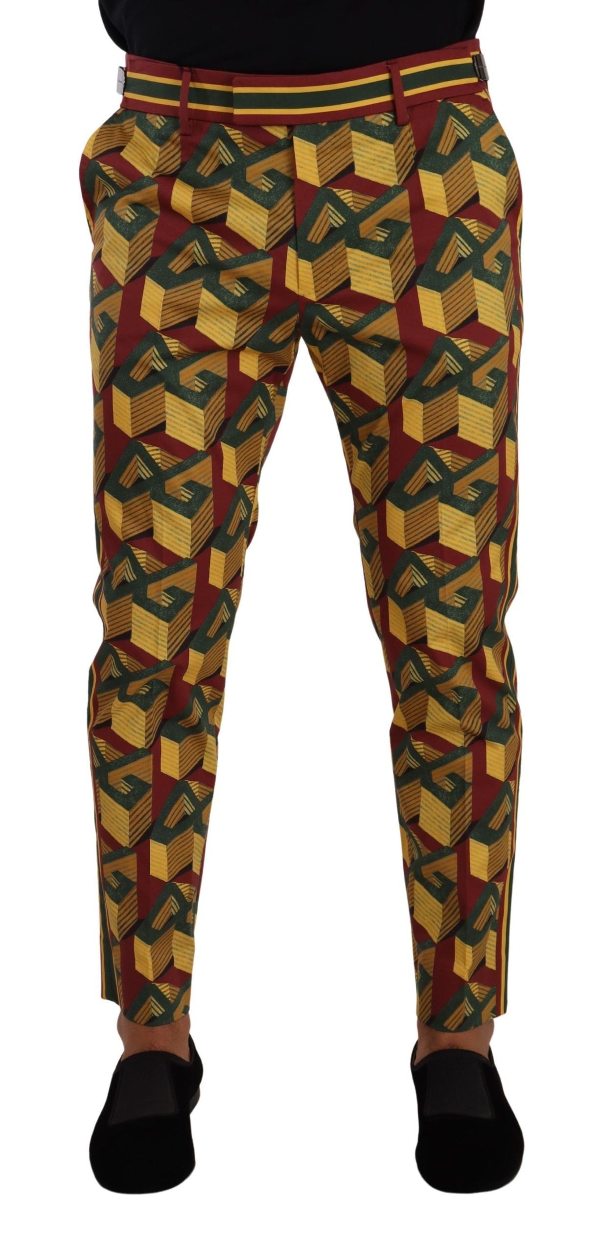 Dolce & Gabbana Multicolor Logo Mania Cotton Tapered Trouser Pants LUNESCAPE