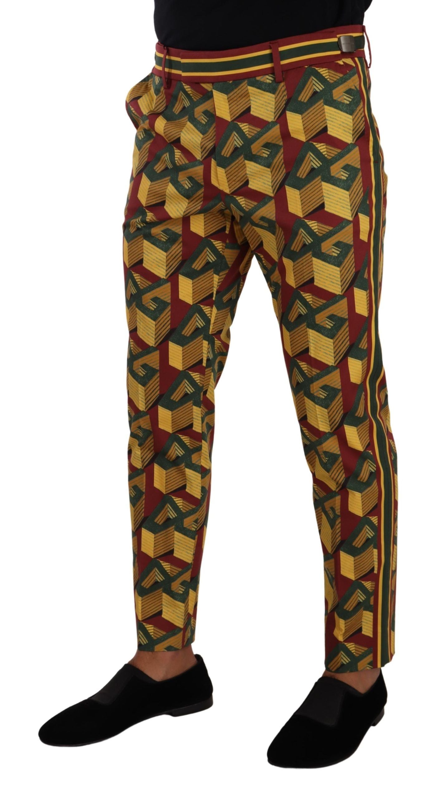 Dolce & Gabbana Multicolor Logo Mania Cotton Tapered Trouser Pants LUNESCAPE