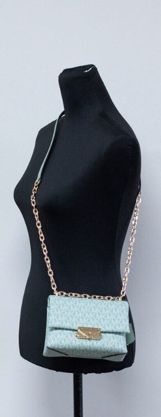 Michael Kors Cece Small Sea Green Signature Convertible Flap Crossbody Bag LUNESCAPE